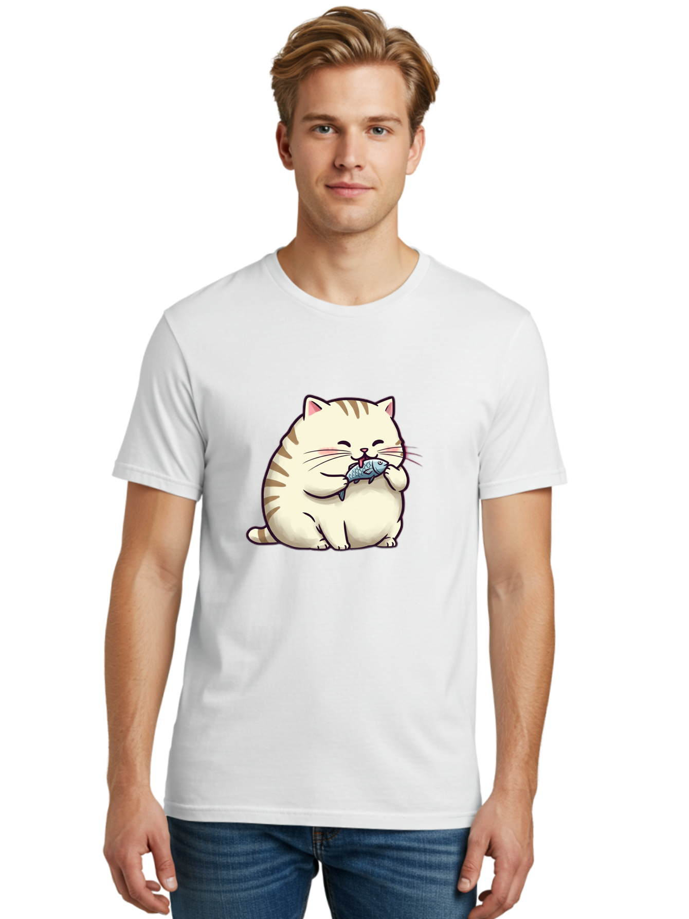 Cat-Eating-Fish-2 Men'S Graphic Tee, 100% Cotton, Comfortable Casual Summer Wear, Machine Washable, Vintage Camera, Old Camera, Antique Camera, Black Camera, Classic Photography, Photography Equipment, Nostalgic Device, Film Camera, Camera Art Bal968