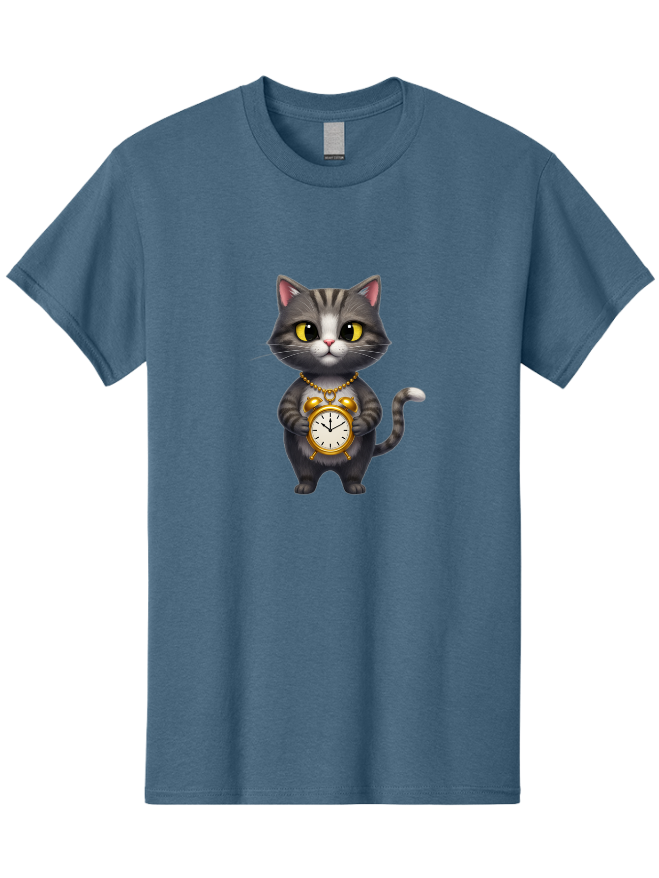 Cat-Holding-Clock Men'S Graphic Tee, 100% Cotton, Comfortable Casual Summer Wear, Machine Washable, Vintage Camera, Old Camera, Antique Camera, Black Camera, Classic Photography, Photography Equipment, Nostalgic Device, Film Camera, Camera Art Bal971