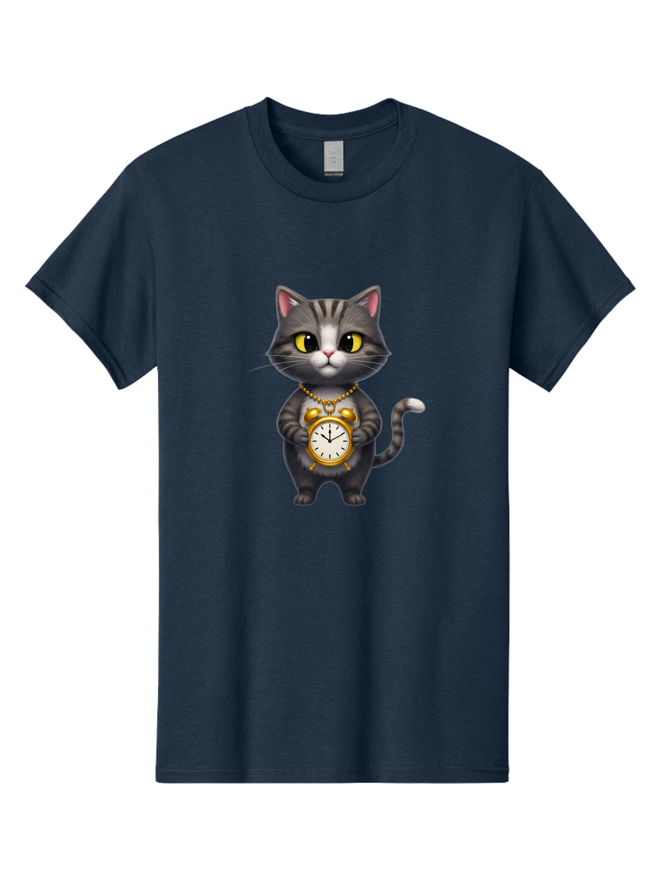 Cat-Holding-Clock Men'S Graphic Tee, 100% Cotton, Comfortable Casual Summer Wear, Machine Washable, Vintage Camera, Old Camera, Antique Camera, Black Camera, Classic Photography, Photography Equipment, Nostalgic Device, Film Camera, Camera Art Bal971