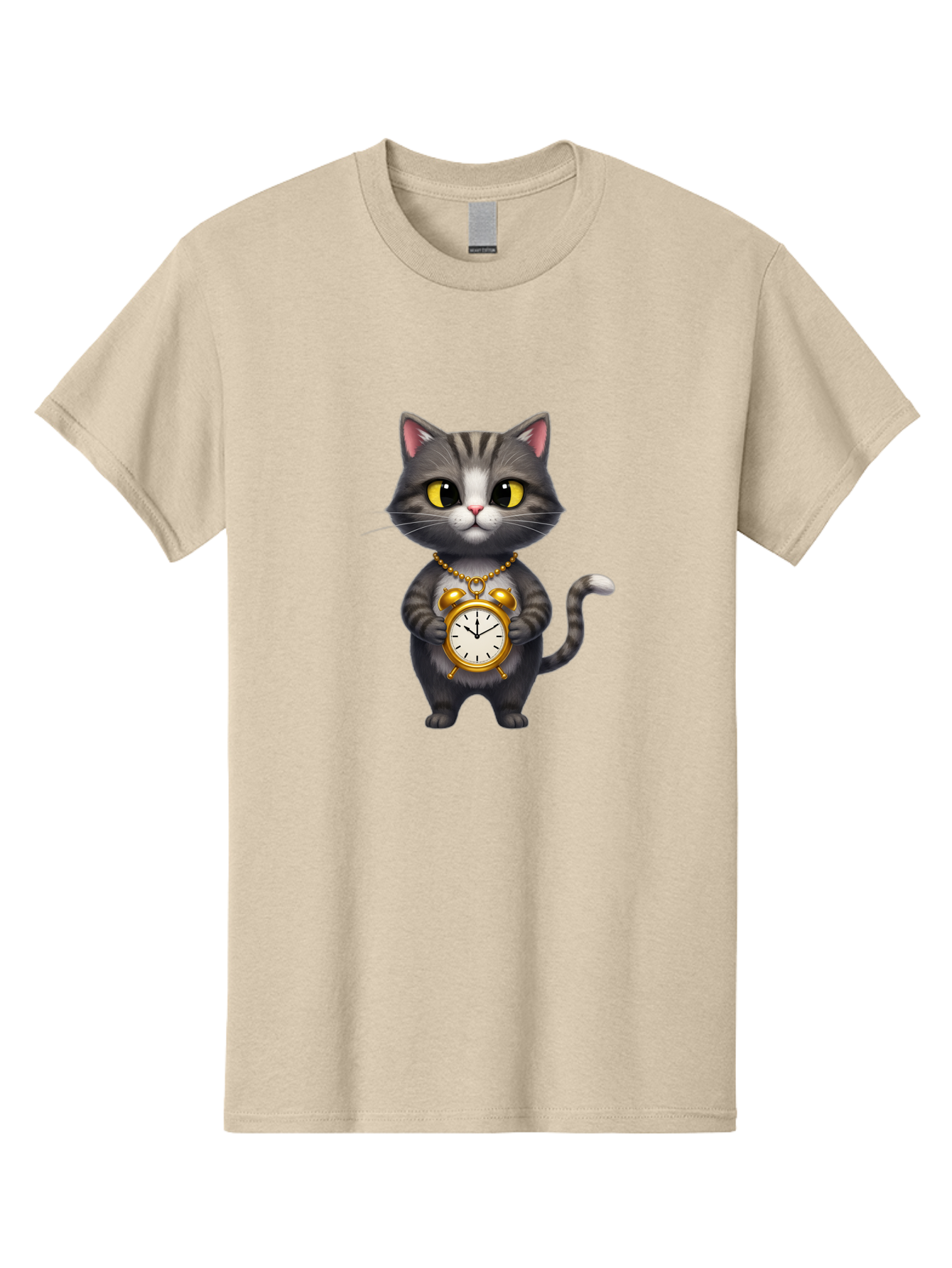 Cat-Holding-Clock Men'S Graphic Tee, 100% Cotton, Comfortable Casual Summer Wear, Machine Washable, Vintage Camera, Old Camera, Antique Camera, Black Camera, Classic Photography, Photography Equipment, Nostalgic Device, Film Camera, Camera Art Bal971