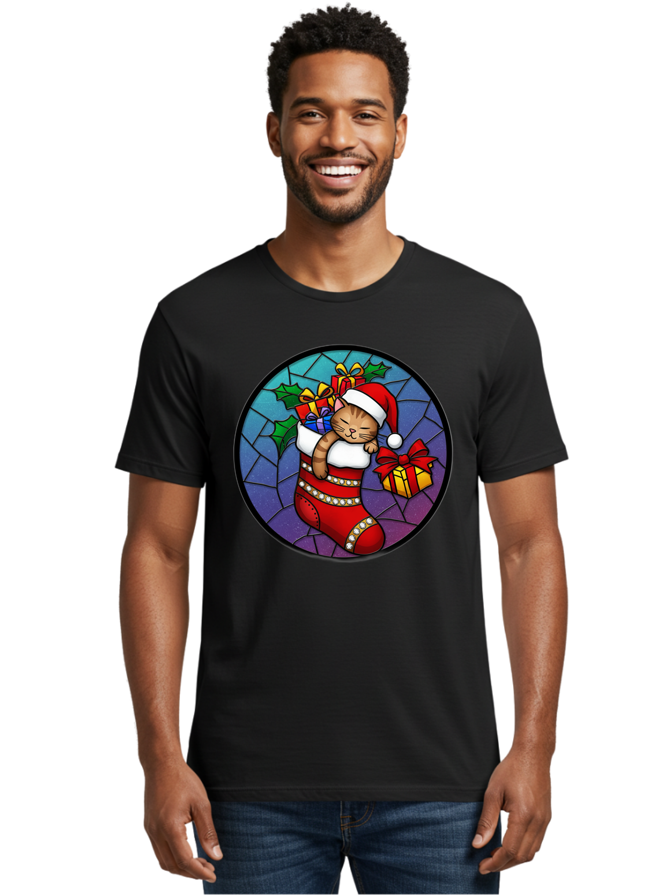 Cat-In-Christmas-Stocking-1 Men'S Graphic Tee, 100% Cotton, Comfortable Casual Summer Wear, Machine Washable, Vintage Camera, Old Camera, Antique Camera, Black Camera, Classic Photography, Photography Equipment, Nostalgic Device, Film Camera, Bal972