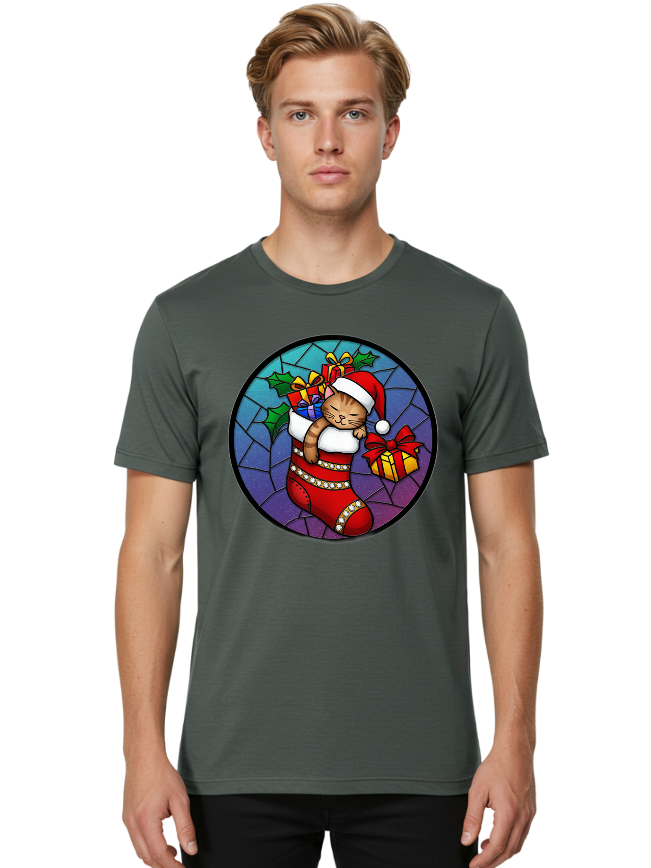 Cat-In-Christmas-Stocking-1 Men'S Graphic Tee, 100% Cotton, Comfortable Casual Summer Wear, Machine Washable, Vintage Camera, Old Camera, Antique Camera, Black Camera, Classic Photography, Photography Equipment, Nostalgic Device, Film Camera, Bal972