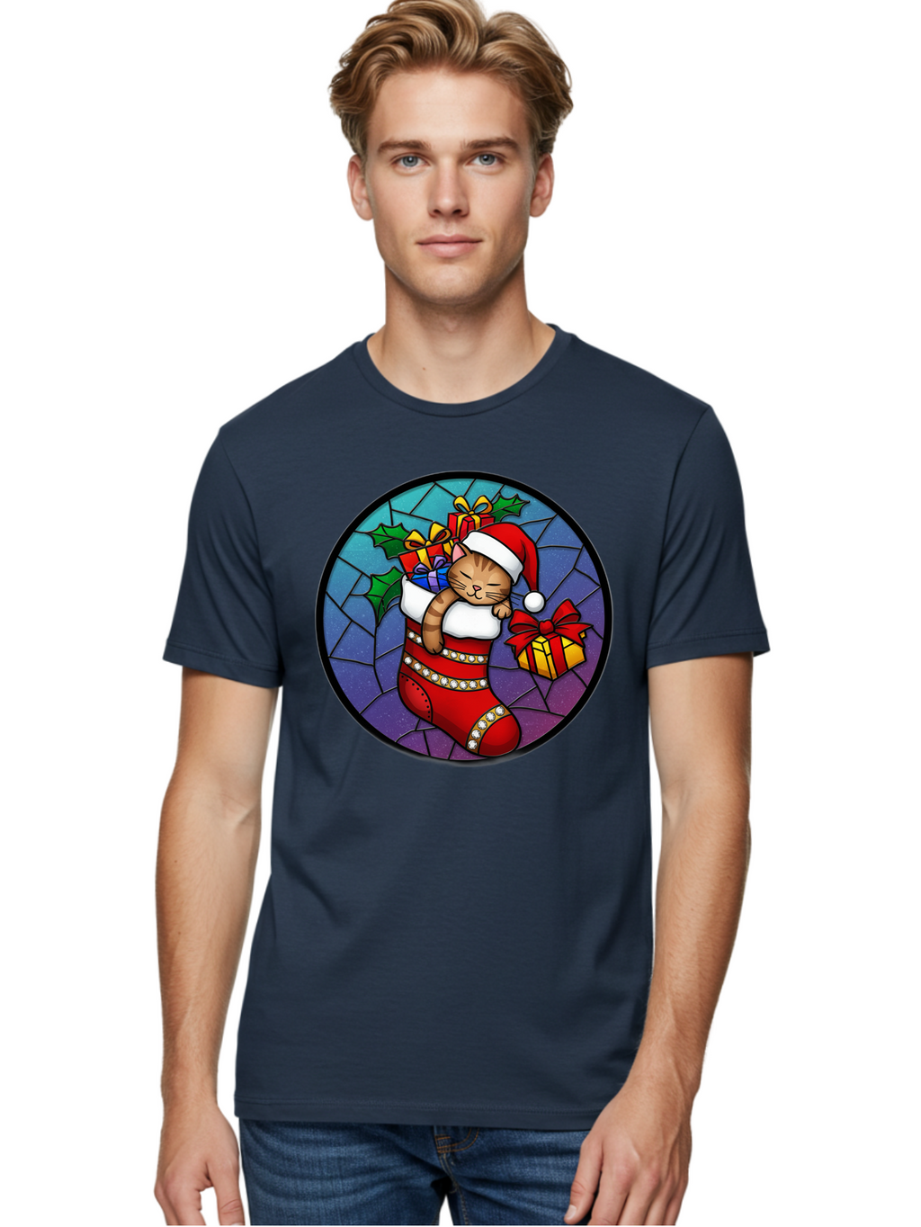 Cat-In-Christmas-Stocking-1 Men'S Graphic Tee, 100% Cotton, Comfortable Casual Summer Wear, Machine Washable, Vintage Camera, Old Camera, Antique Camera, Black Camera, Classic Photography, Photography Equipment, Nostalgic Device, Film Camera, Bal972
