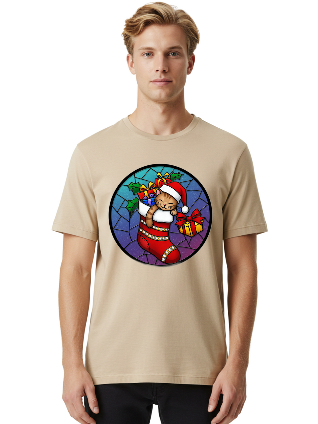 Cat-In-Christmas-Stocking-1 Men'S Graphic Tee, 100% Cotton, Comfortable Casual Summer Wear, Machine Washable, Vintage Camera, Old Camera, Antique Camera, Black Camera, Classic Photography, Photography Equipment, Nostalgic Device, Film Camera, Bal972