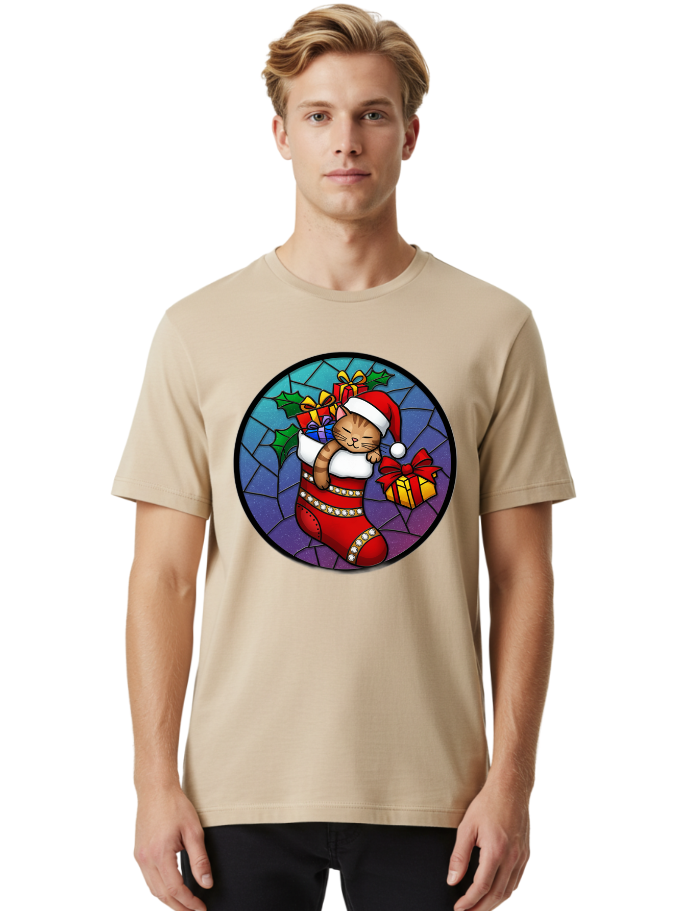 Cat-In-Christmas-Stocking-1 Men'S Graphic Tee, 100% Cotton, Comfortable Casual Summer Wear, Machine Washable, Vintage Camera, Old Camera, Antique Camera, Black Camera, Classic Photography, Photography Equipment, Nostalgic Device, Film Camera, Bal972