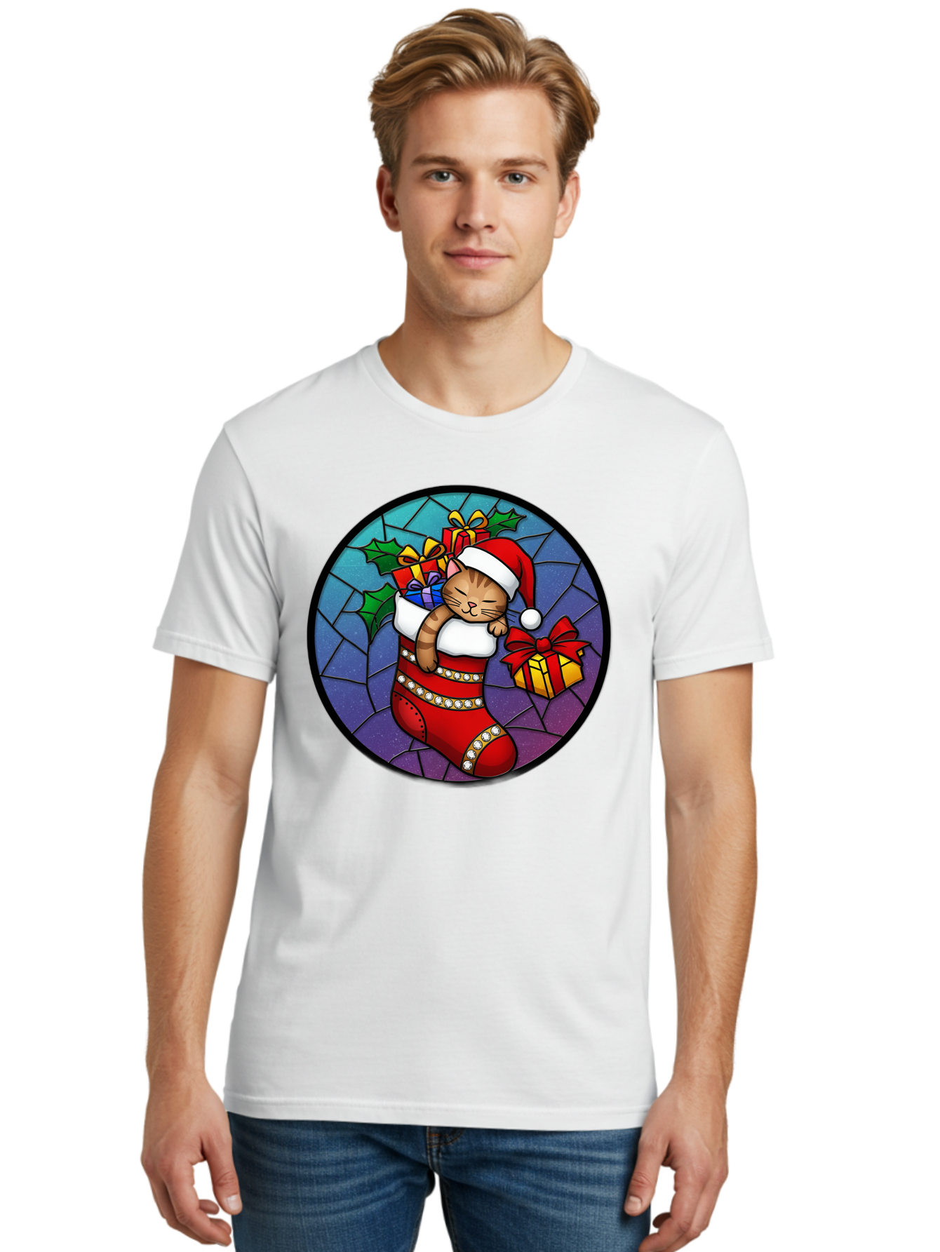 Cat-In-Christmas-Stocking-1 Men'S Graphic Tee, 100% Cotton, Comfortable Casual Summer Wear, Machine Washable, Vintage Camera, Old Camera, Antique Camera, Black Camera, Classic Photography, Photography Equipment, Nostalgic Device, Film Camera, Bal972