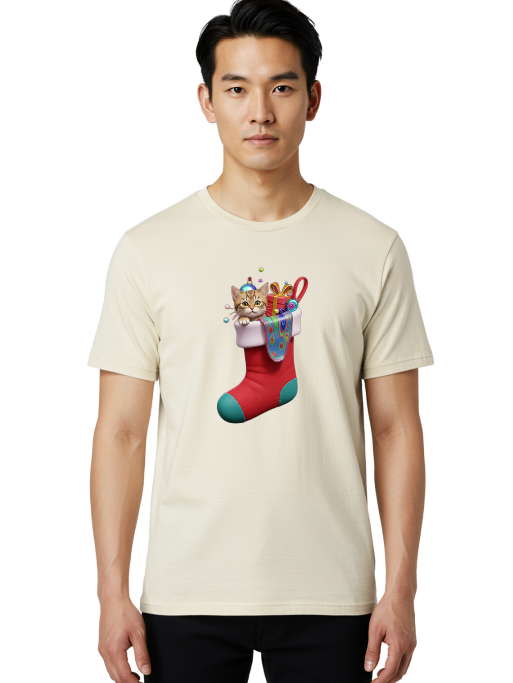 Cat-In-Christmas-Stocking-2 Men'S Graphic Tee, 100% Cotton, Comfortable Casual Summer Wear, Machine Washable, Vintage Camera, Old Camera, Antique Camera, Black Camera, Classic Photography, Photography Equipment, Nostalgic Device, Film Camera, Bal973