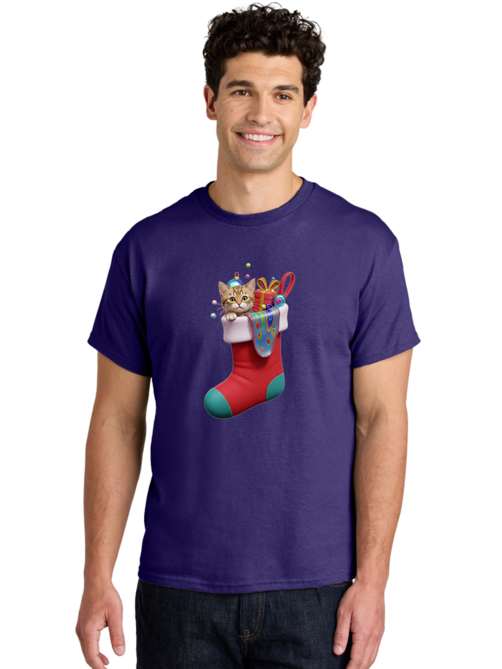Cat-In-Christmas-Stocking-2 Men'S Graphic Tee, 100% Cotton, Comfortable Casual Summer Wear, Machine Washable, Vintage Camera, Old Camera, Antique Camera, Black Camera, Classic Photography, Photography Equipment, Nostalgic Device, Film Camera, Bal973
