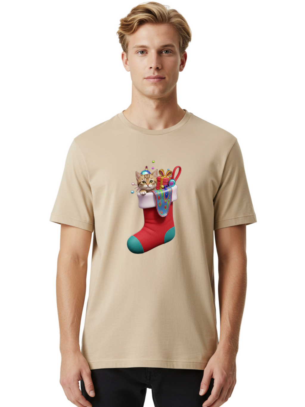 Cat-In-Christmas-Stocking-2 Men'S Graphic Tee, 100% Cotton, Comfortable Casual Summer Wear, Machine Washable, Vintage Camera, Old Camera, Antique Camera, Black Camera, Classic Photography, Photography Equipment, Nostalgic Device, Film Camera, Bal973