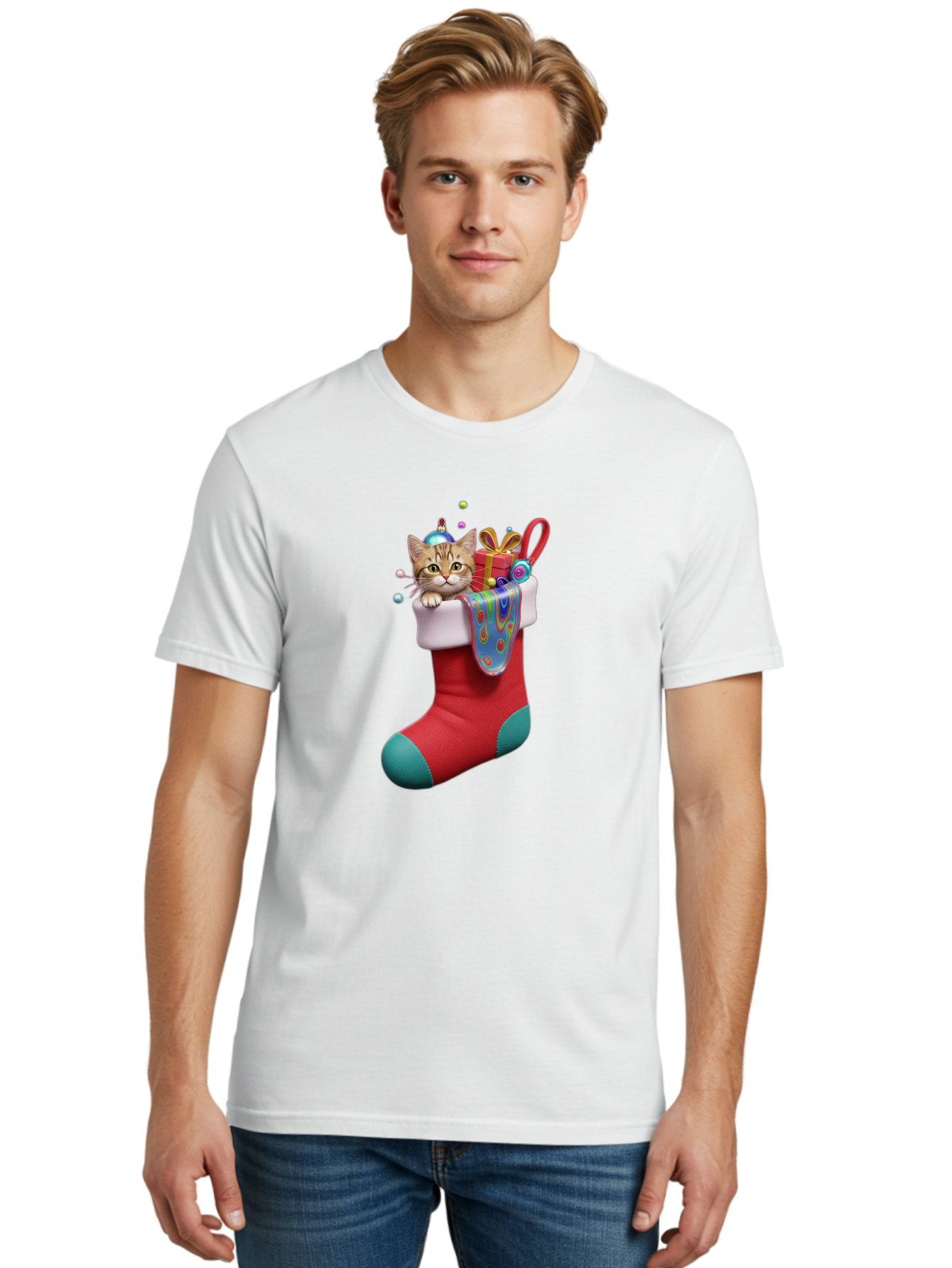Cat-In-Christmas-Stocking-2 Men'S Graphic Tee, 100% Cotton, Comfortable Casual Summer Wear, Machine Washable, Vintage Camera, Old Camera, Antique Camera, Black Camera, Classic Photography, Photography Equipment, Nostalgic Device, Film Camera, Bal973