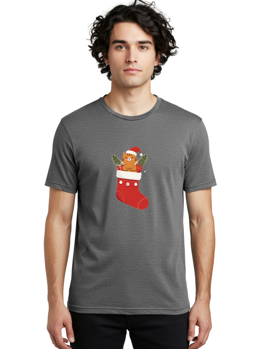Cat-In-Christmas-Stocking-3 Men'S Graphic Tee, 100% Cotton, Comfortable Casual Summer Wear, Machine Washable, Vintage Camera, Old Camera, Antique Camera, Black Camera, Classic Photography, Photography Equipment, Nostalgic Device, Film Camera, Bal974