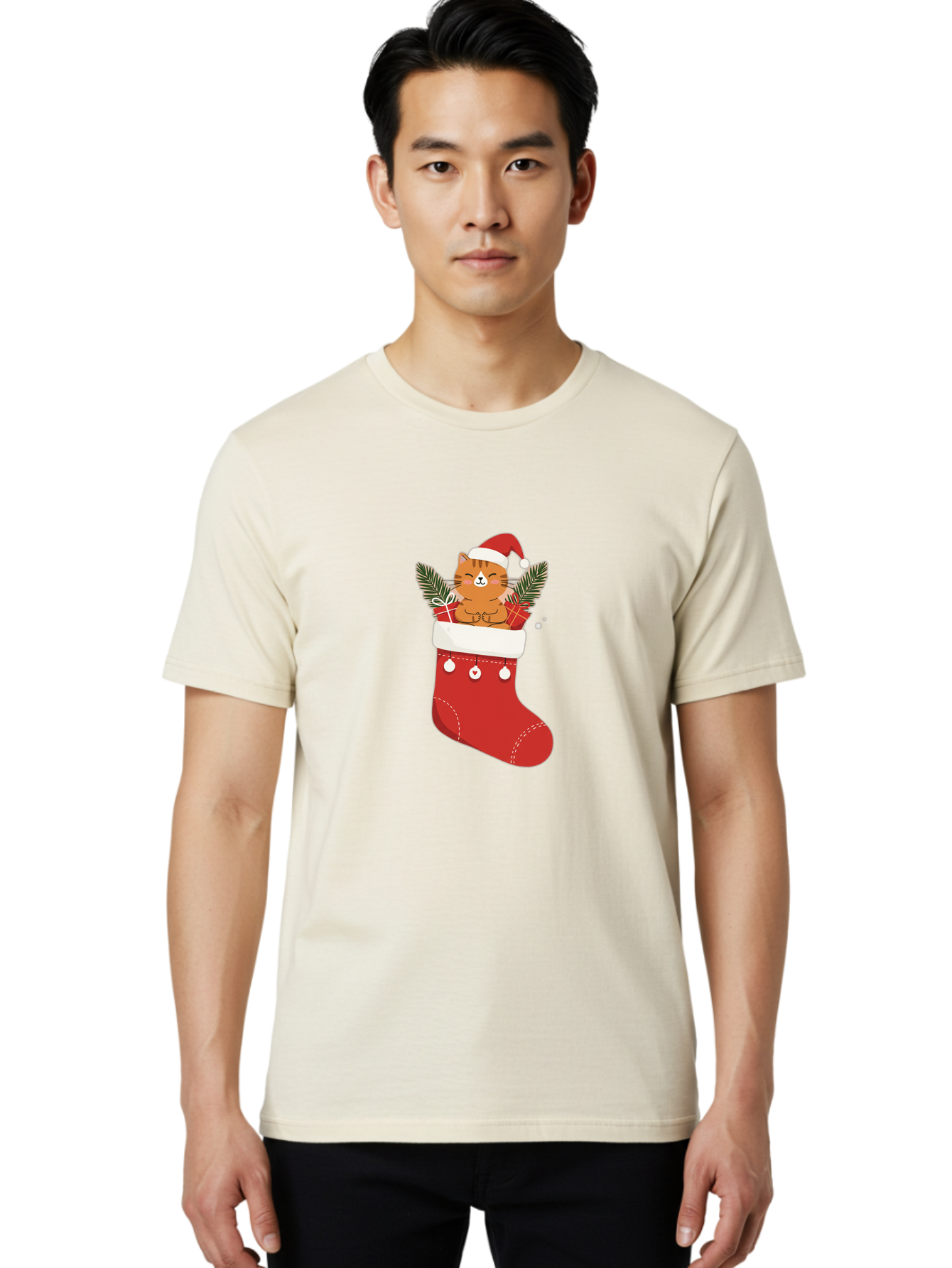 Cat-In-Christmas-Stocking-3 Men'S Graphic Tee, 100% Cotton, Comfortable Casual Summer Wear, Machine Washable, Vintage Camera, Old Camera, Antique Camera, Black Camera, Classic Photography, Photography Equipment, Nostalgic Device, Film Camera, Bal974