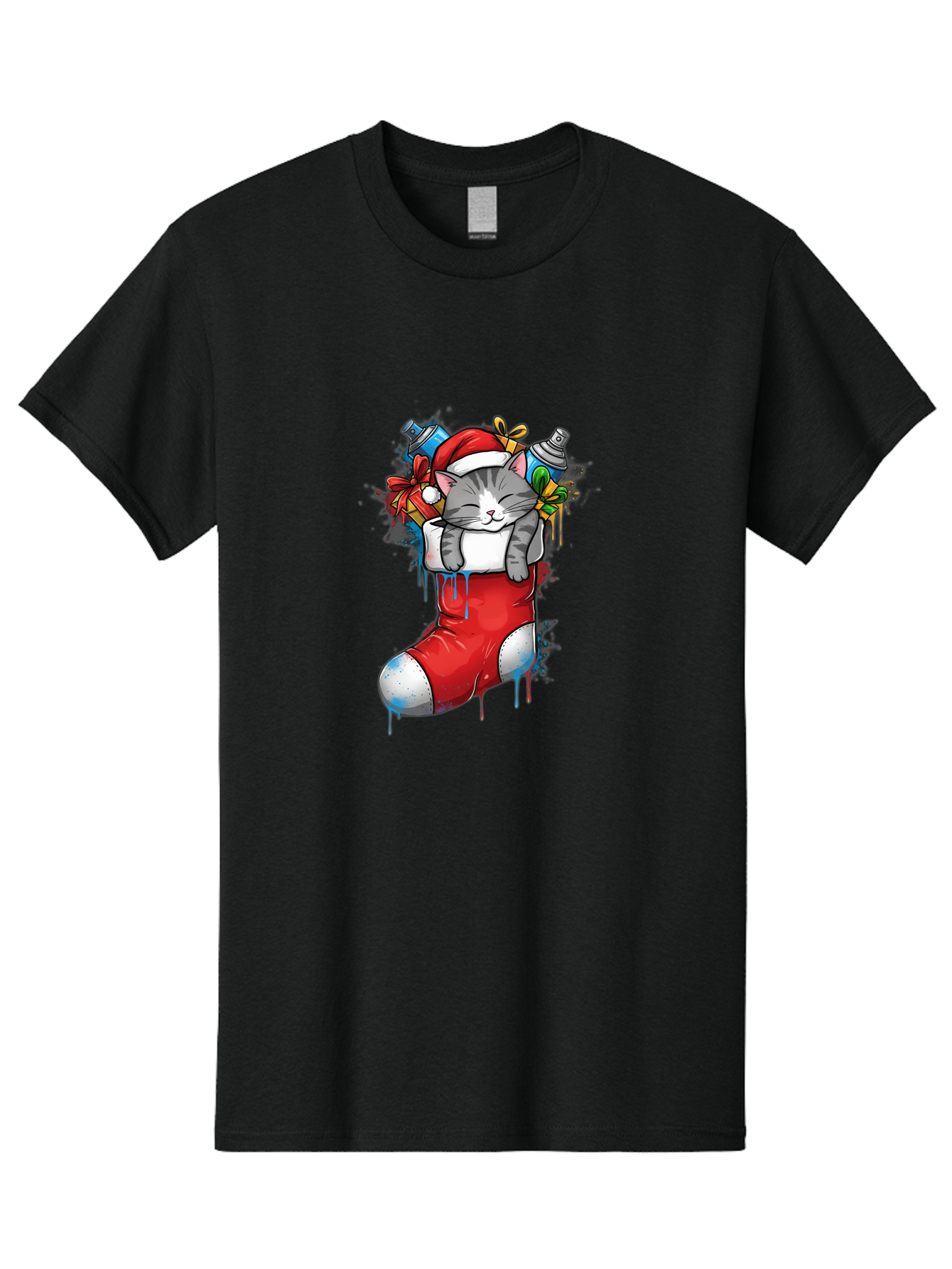 Cat-In-Christmas-Stocking-4 Men'S Graphic Tee, 100% Cotton, Comfortable Casual Summer Wear, Machine Washable, Vintage Camera, Old Camera, Antique Camera, Black Camera, Classic Photography, Photography Equipment, Nostalgic Device, Film Camera, Bal975