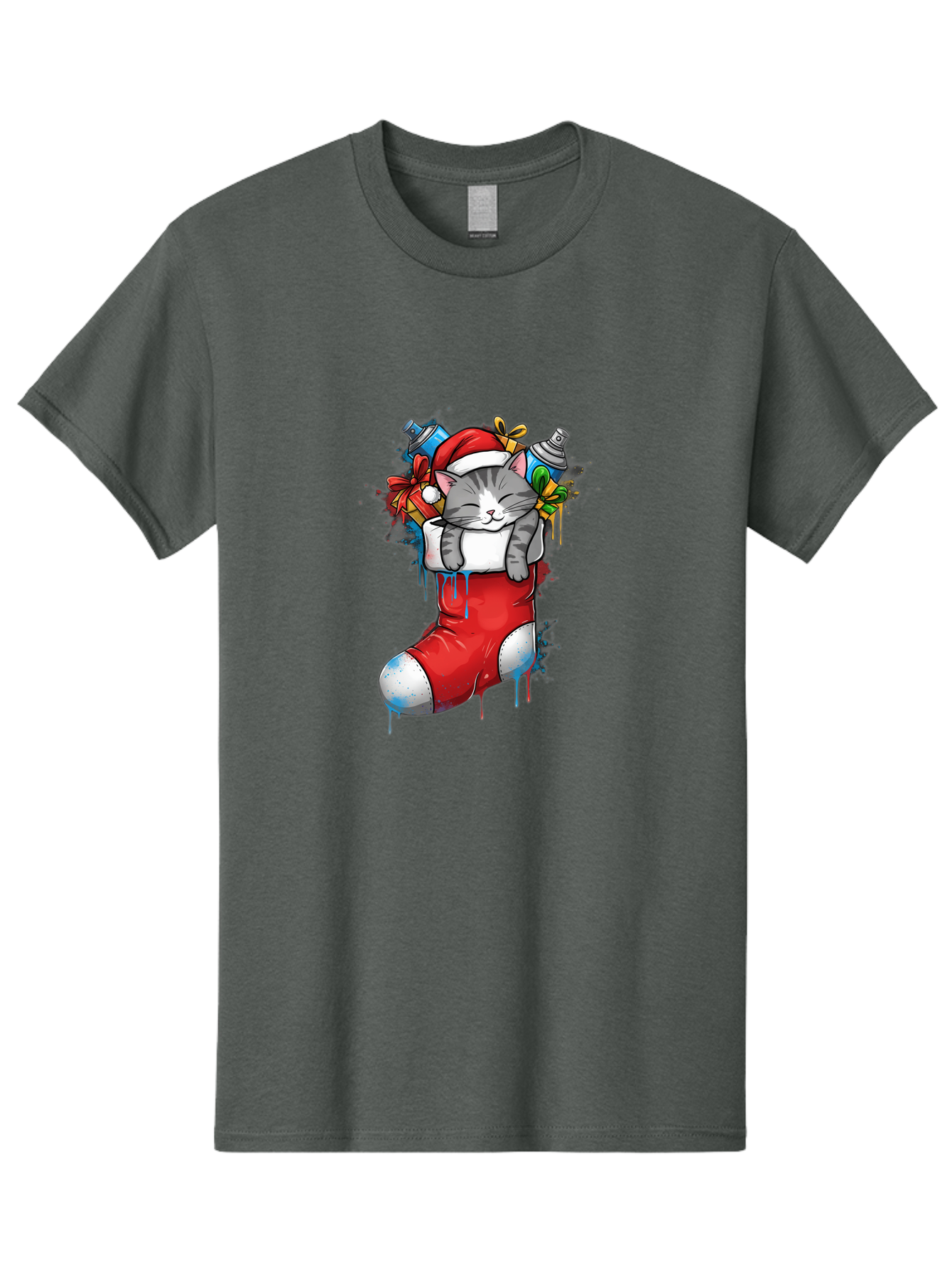 Cat-In-Christmas-Stocking-4 Men'S Graphic Tee, 100% Cotton, Comfortable Casual Summer Wear, Machine Washable, Vintage Camera, Old Camera, Antique Camera, Black Camera, Classic Photography, Photography Equipment, Nostalgic Device, Film Camera, Bal975