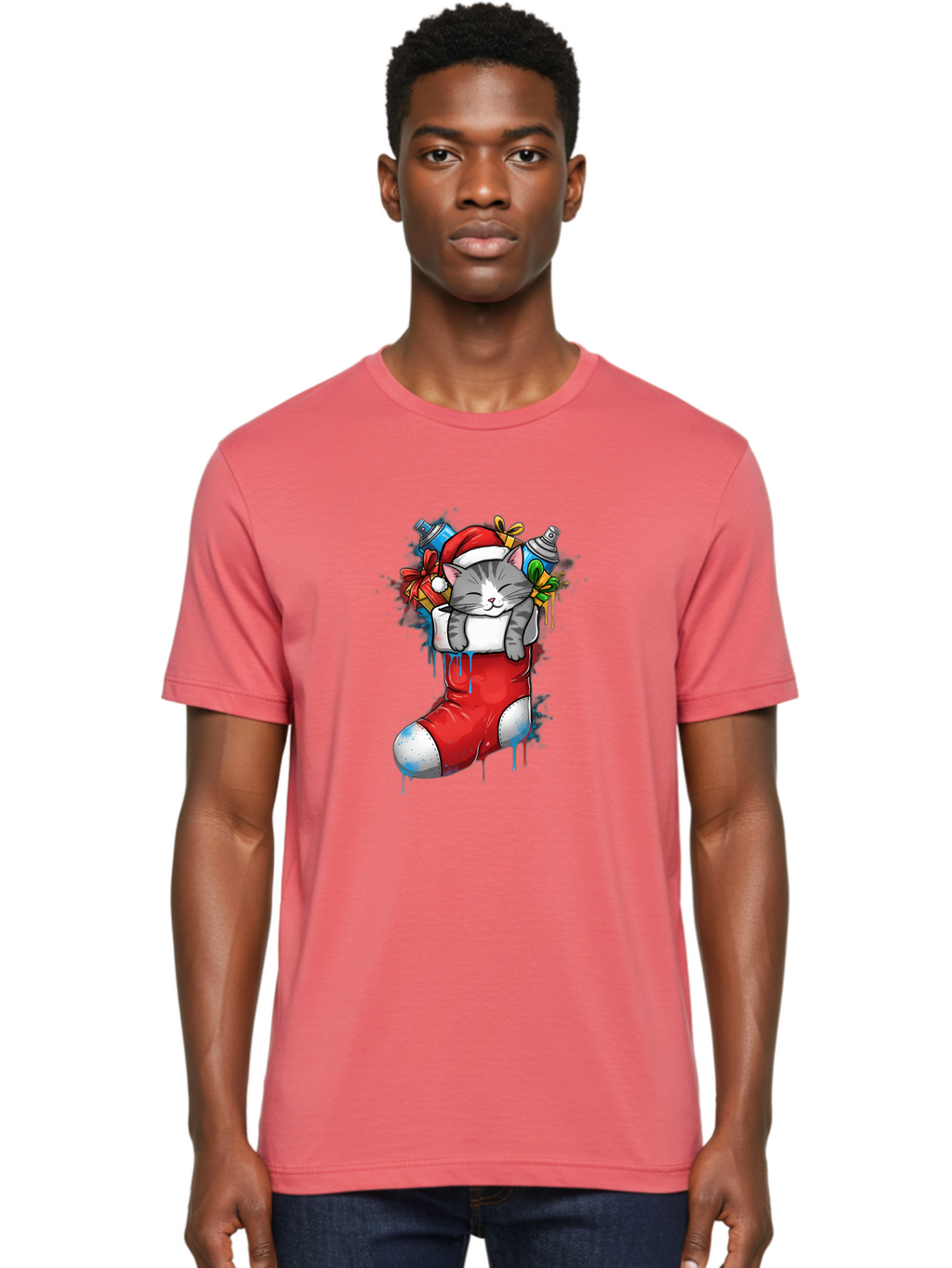 Cat-In-Christmas-Stocking-4 Men'S Graphic Tee, 100% Cotton, Comfortable Casual Summer Wear, Machine Washable, Vintage Camera, Old Camera, Antique Camera, Black Camera, Classic Photography, Photography Equipment, Nostalgic Device, Film Camera, Bal975