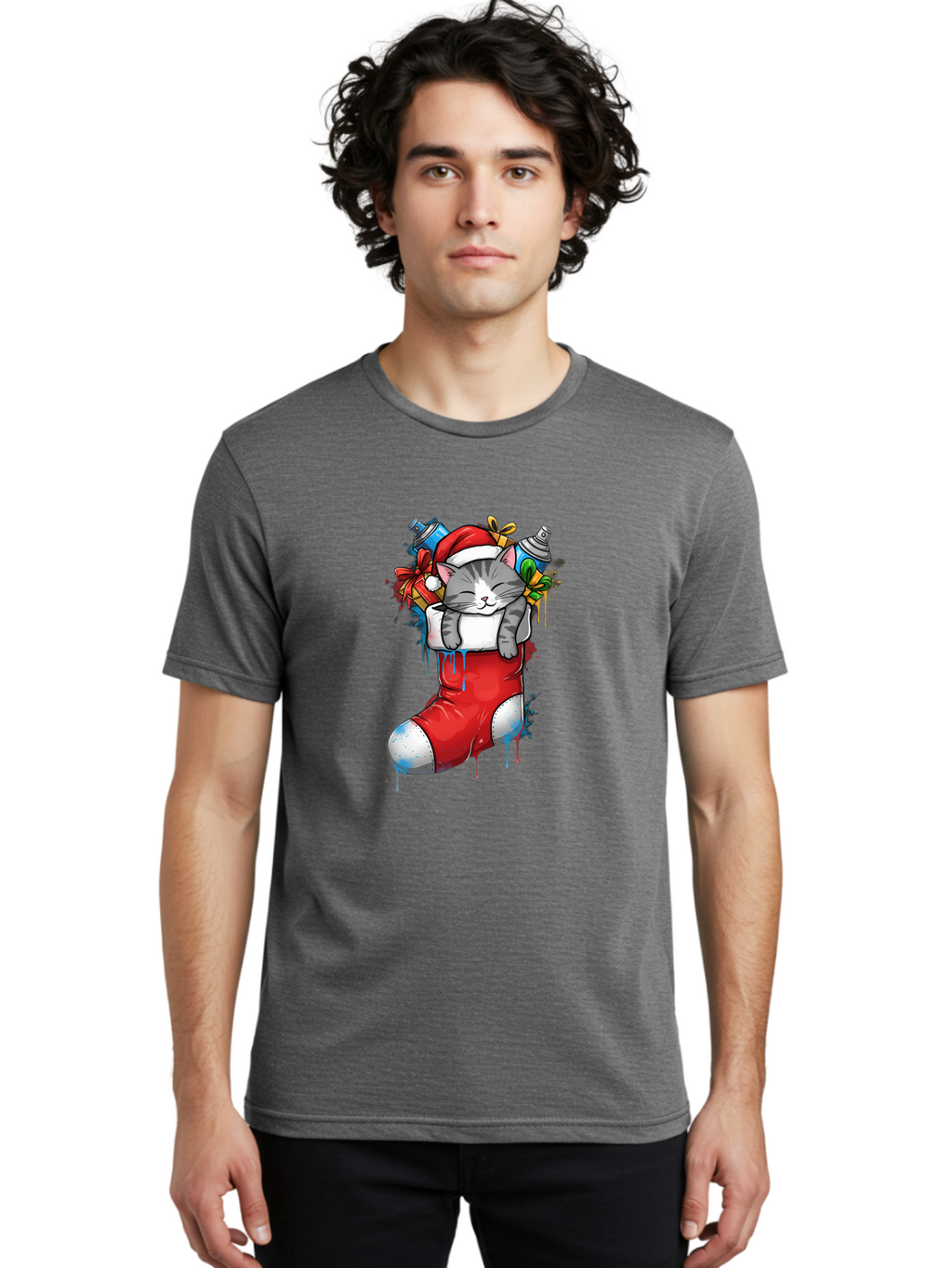 Cat-In-Christmas-Stocking-4 Men'S Graphic Tee, 100% Cotton, Comfortable Casual Summer Wear, Machine Washable, Vintage Camera, Old Camera, Antique Camera, Black Camera, Classic Photography, Photography Equipment, Nostalgic Device, Film Camera, Bal975