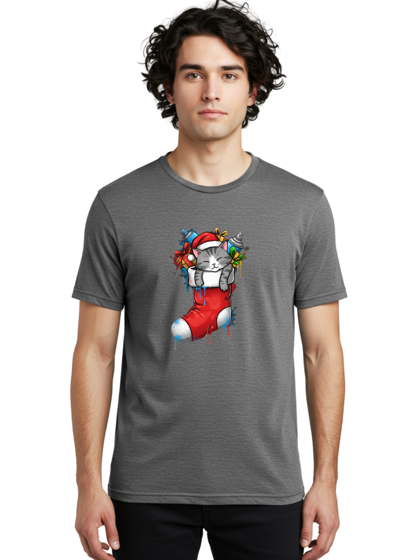 Cat-In-Christmas-Stocking-4 Men'S Graphic Tee, 100% Cotton, Comfortable Casual Summer Wear, Machine Washable, Vintage Camera, Old Camera, Antique Camera, Black Camera, Classic Photography, Photography Equipment, Nostalgic Device, Film Camera, Bal975
