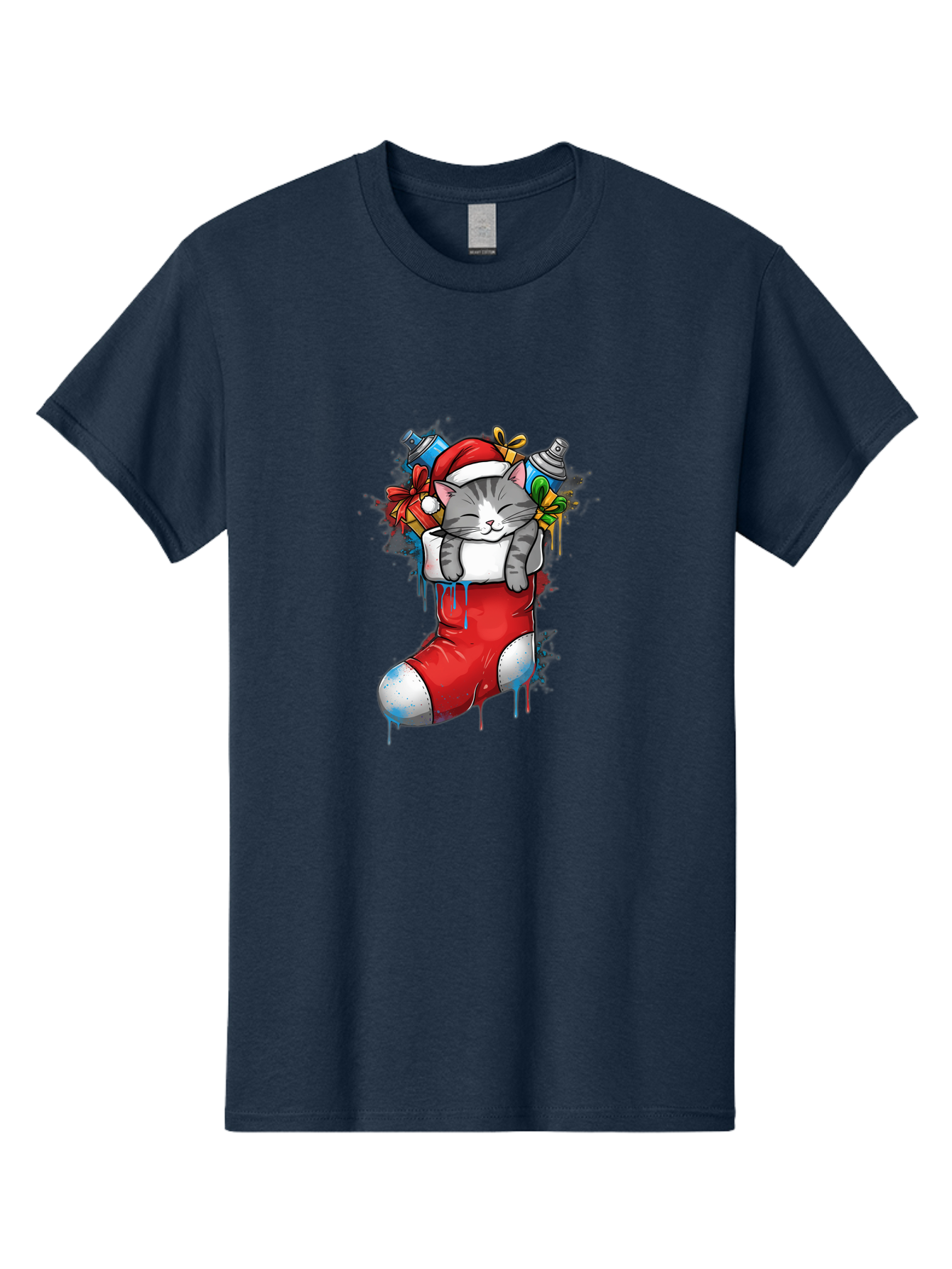Cat-In-Christmas-Stocking-4 Men'S Graphic Tee, 100% Cotton, Comfortable Casual Summer Wear, Machine Washable, Vintage Camera, Old Camera, Antique Camera, Black Camera, Classic Photography, Photography Equipment, Nostalgic Device, Film Camera, Bal975
