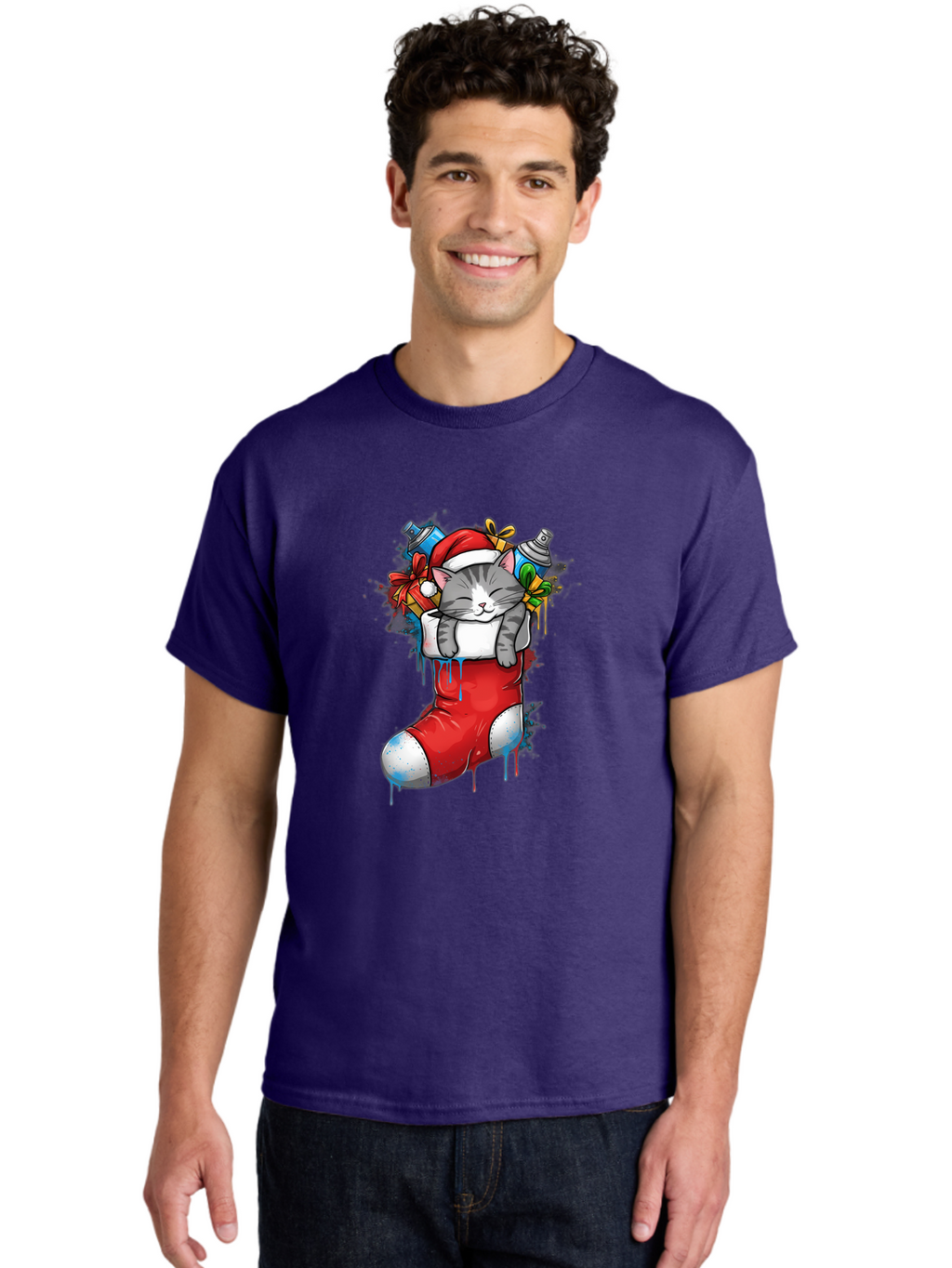 Cat-In-Christmas-Stocking-4 Men'S Graphic Tee, 100% Cotton, Comfortable Casual Summer Wear, Machine Washable, Vintage Camera, Old Camera, Antique Camera, Black Camera, Classic Photography, Photography Equipment, Nostalgic Device, Film Camera, Bal975