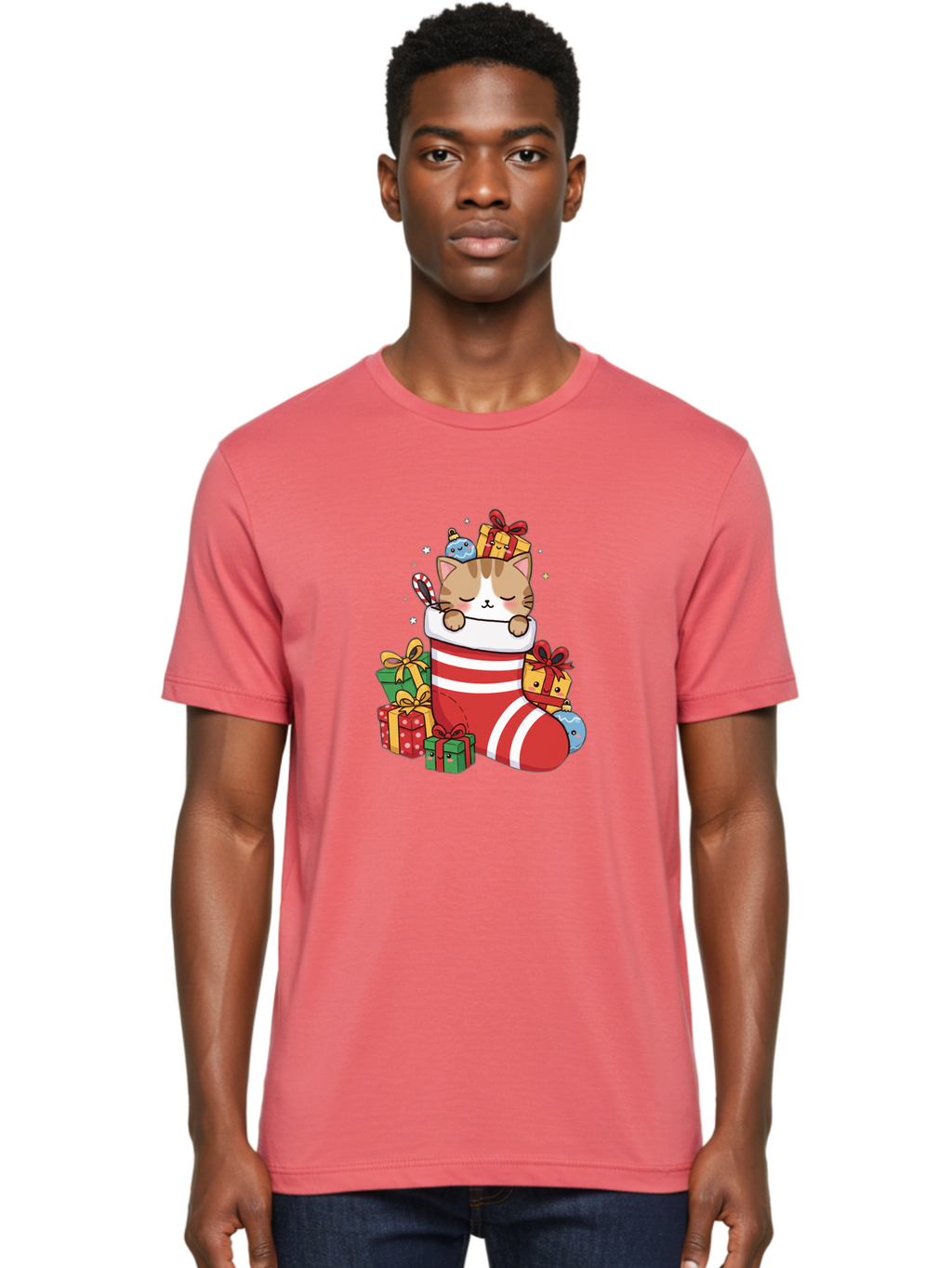 Cat-In-Christmas-Stocking-5 Men'S Graphic Tee, 100% Cotton, Comfortable Casual Summer Wear, Machine Washable, Vintage Camera, Old Camera, Antique Camera, Black Camera, Classic Photography, Photography Equipment, Nostalgic Device, Film Camera, Bal976