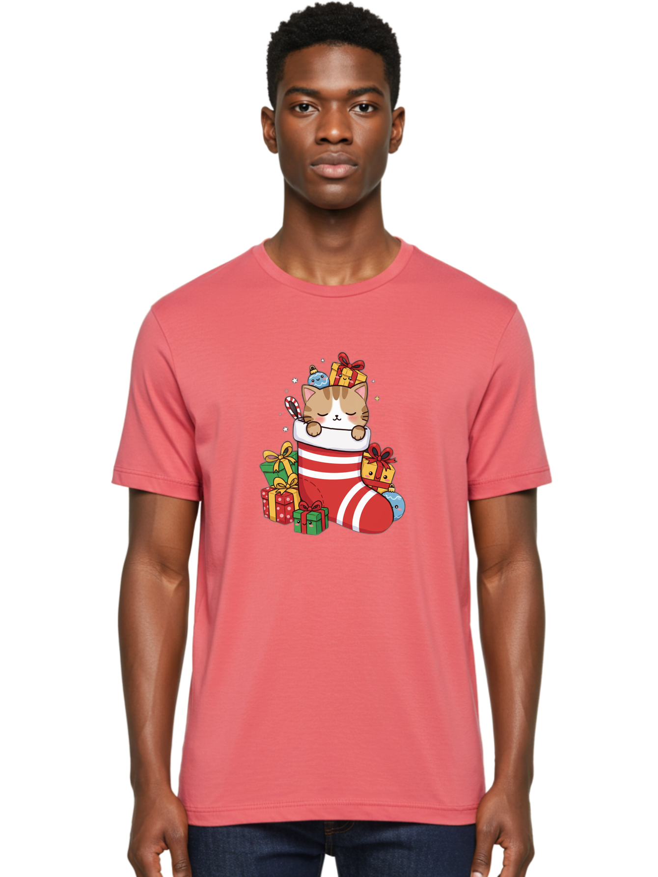 Cat-In-Christmas-Stocking-5 Men'S Graphic Tee, 100% Cotton, Comfortable Casual Summer Wear, Machine Washable, Vintage Camera, Old Camera, Antique Camera, Black Camera, Classic Photography, Photography Equipment, Nostalgic Device, Film Camera, Bal976