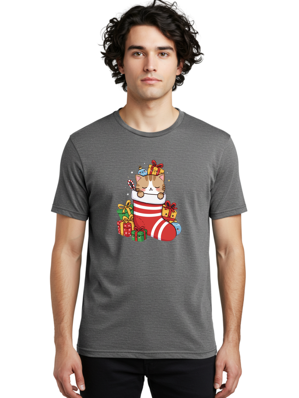 Cat-In-Christmas-Stocking-5 Men'S Graphic Tee, 100% Cotton, Comfortable Casual Summer Wear, Machine Washable, Vintage Camera, Old Camera, Antique Camera, Black Camera, Classic Photography, Photography Equipment, Nostalgic Device, Film Camera, Bal976