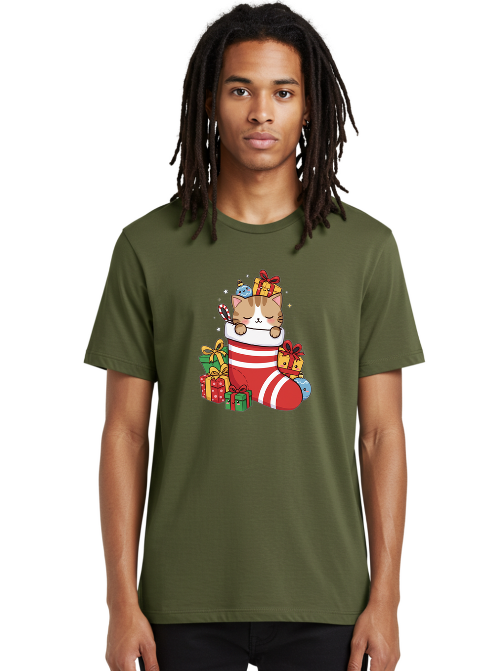 Cat-In-Christmas-Stocking-5 Men'S Graphic Tee, 100% Cotton, Comfortable Casual Summer Wear, Machine Washable, Vintage Camera, Old Camera, Antique Camera, Black Camera, Classic Photography, Photography Equipment, Nostalgic Device, Film Camera, Bal976