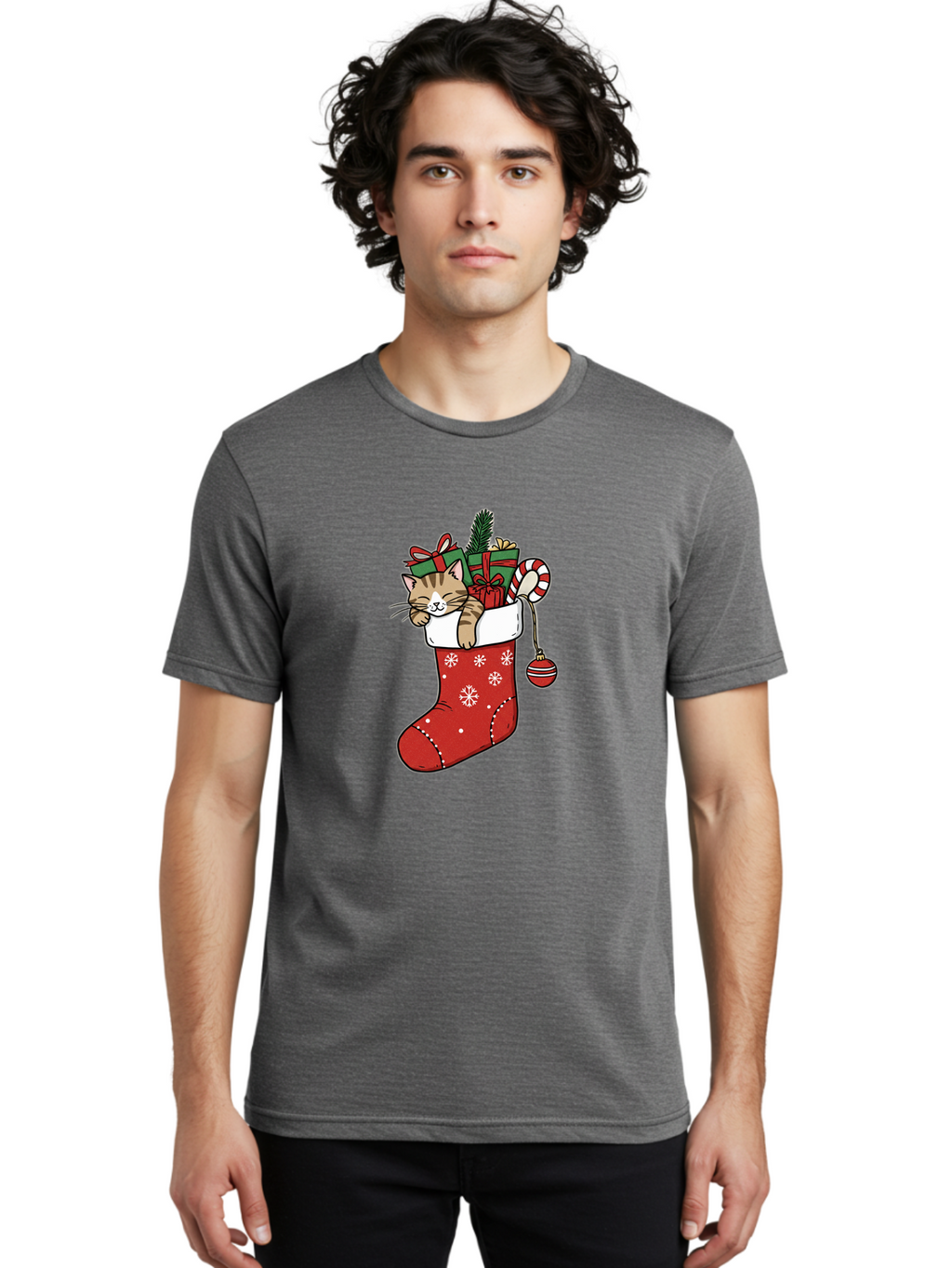Cat-In-Christmas-Stocking-6 Men'S Graphic Tee, 100% Cotton, Comfortable Casual Summer Wear, Machine Washable, Vintage Camera, Old Camera, Antique Camera, Black Camera, Classic Photography, Photography Equipment, Nostalgic Device, Film Camera, Bal977