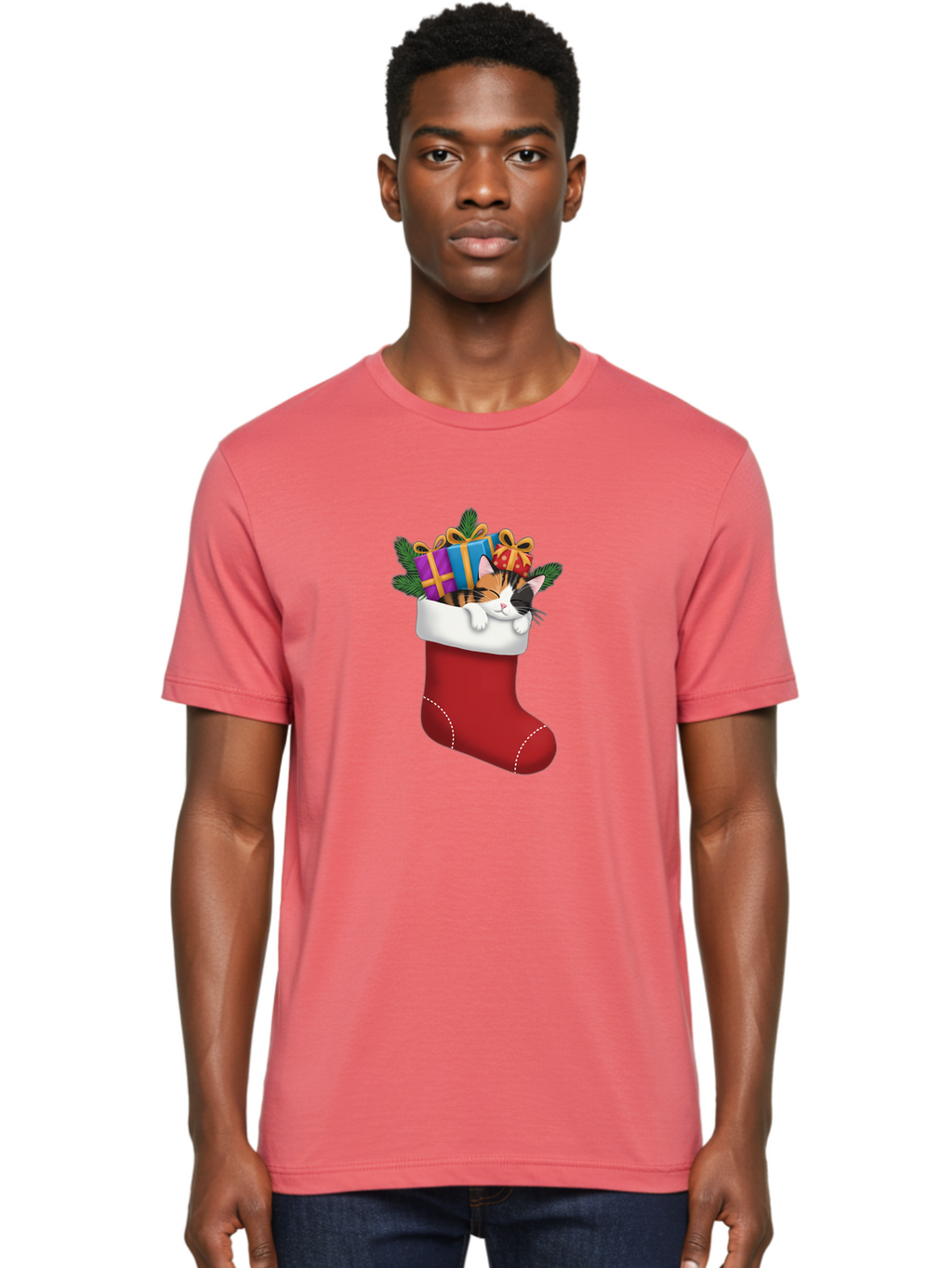 Cat-In-Christmas-Stocking-7 Men'S Graphic Tee, 100% Cotton, Comfortable Casual Summer Wear, Machine Washable, Vintage Camera, Old Camera, Antique Camera, Black Camera, Classic Photography, Photography Equipment, Nostalgic Device, Film Camera, Bal978