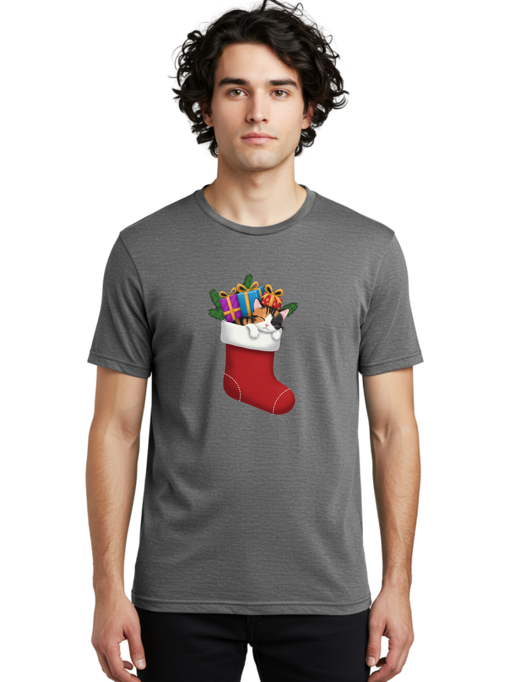 Cat-In-Christmas-Stocking-7 Men'S Graphic Tee, 100% Cotton, Comfortable Casual Summer Wear, Machine Washable, Vintage Camera, Old Camera, Antique Camera, Black Camera, Classic Photography, Photography Equipment, Nostalgic Device, Film Camera, Bal978