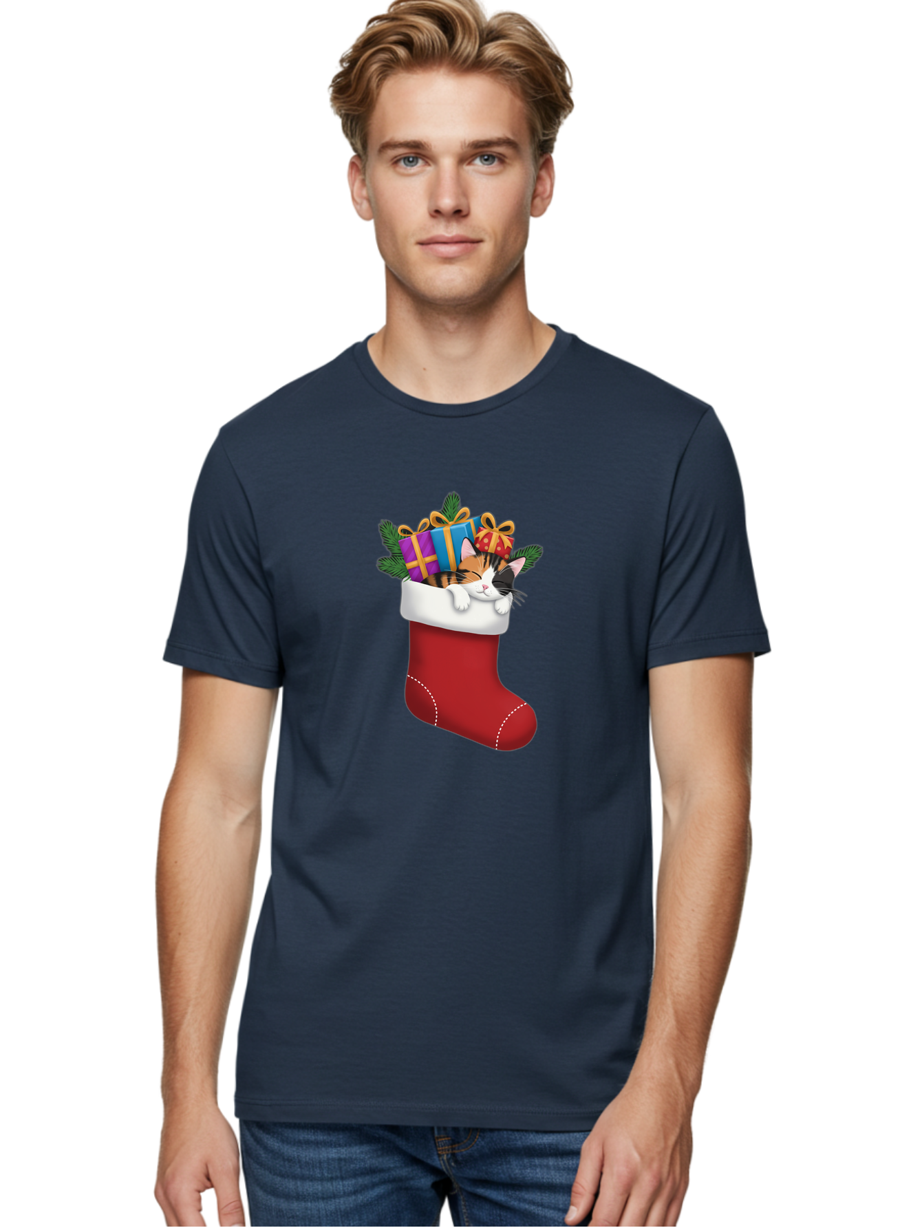Cat-In-Christmas-Stocking-7 Men'S Graphic Tee, 100% Cotton, Comfortable Casual Summer Wear, Machine Washable, Vintage Camera, Old Camera, Antique Camera, Black Camera, Classic Photography, Photography Equipment, Nostalgic Device, Film Camera, Bal978