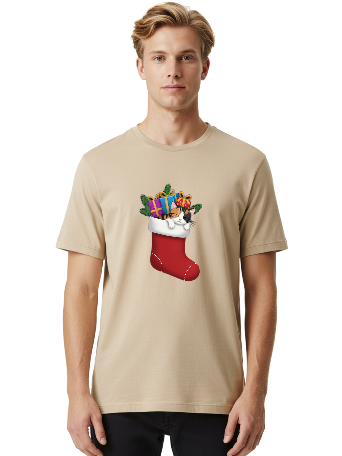Cat-In-Christmas-Stocking-7 Men'S Graphic Tee, 100% Cotton, Comfortable Casual Summer Wear, Machine Washable, Vintage Camera, Old Camera, Antique Camera, Black Camera, Classic Photography, Photography Equipment, Nostalgic Device, Film Camera, Bal978