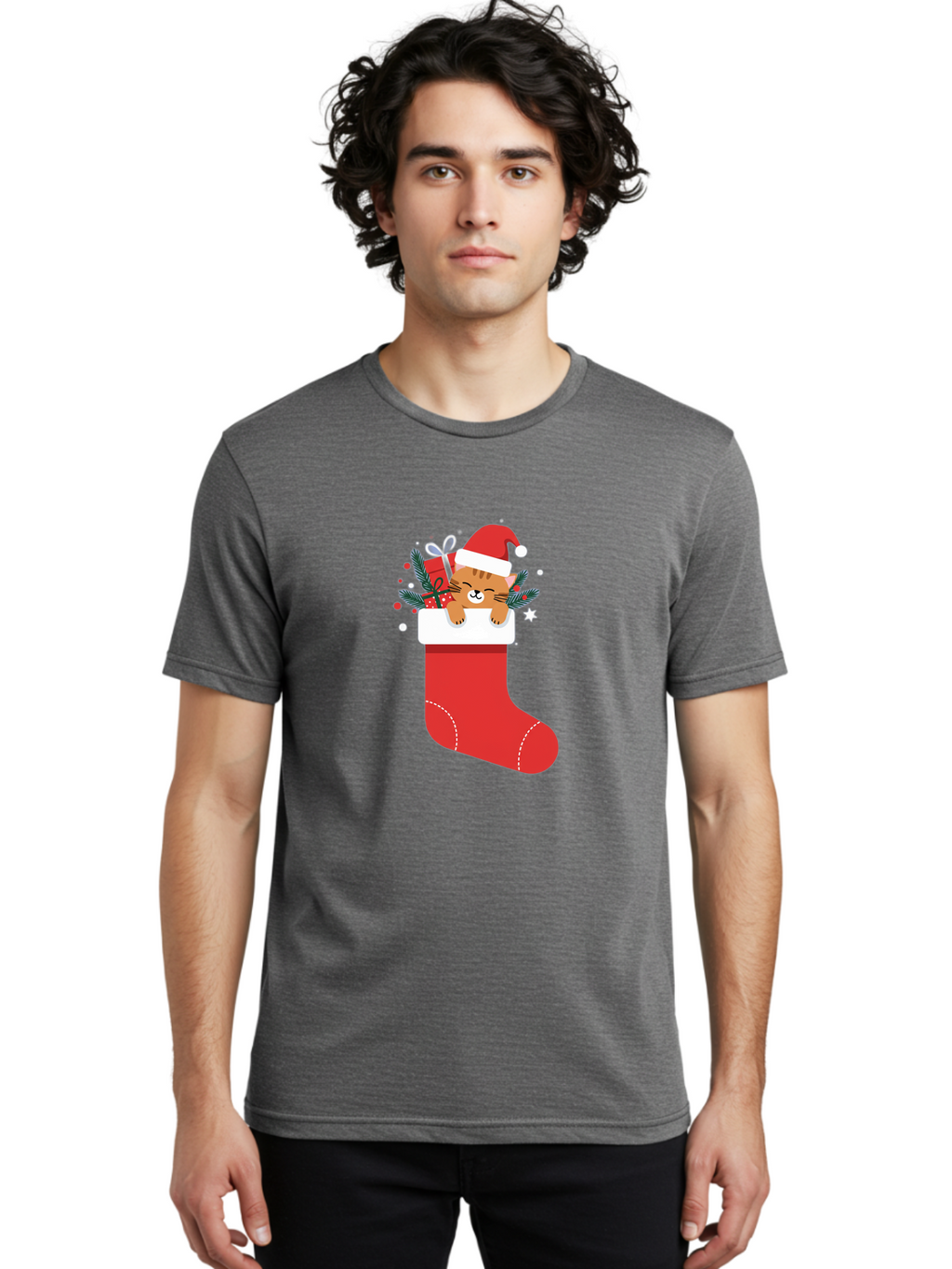 Cat-In-Christmas-Stocking Men'S Graphic Tee, 100% Cotton, Comfortable Casual Summer Wear, Machine Washable, Vintage Camera, Old Camera, Antique Camera, Black Camera, Classic Photography, Photography Equipment, Nostalgic Device, Film Camera, Bal979