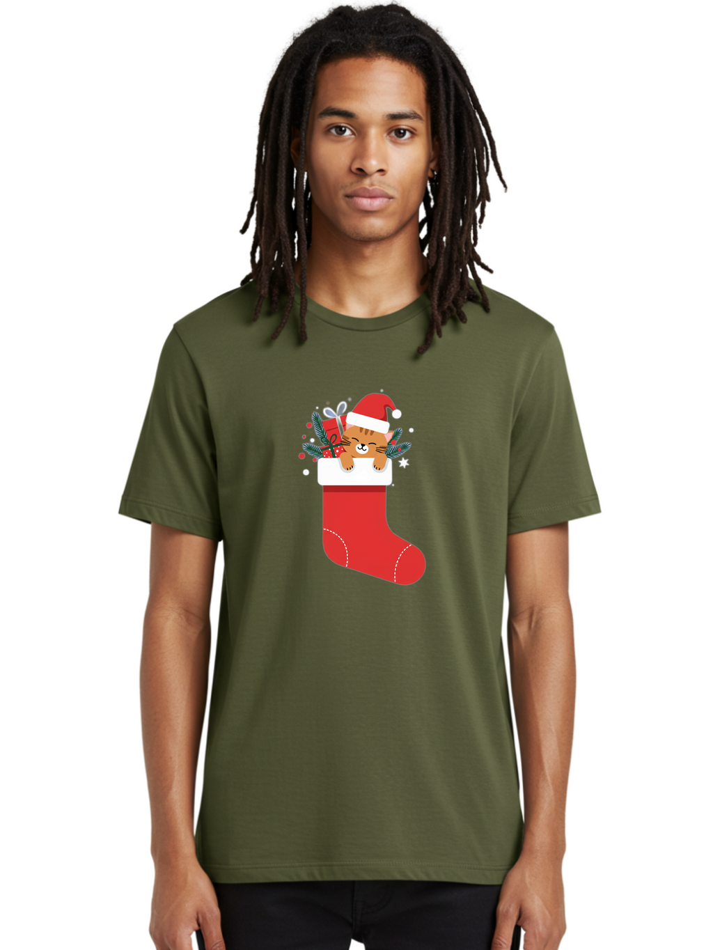 Cat-In-Christmas-Stocking Men'S Graphic Tee, 100% Cotton, Comfortable Casual Summer Wear, Machine Washable, Vintage Camera, Old Camera, Antique Camera, Black Camera, Classic Photography, Photography Equipment, Nostalgic Device, Film Camera, Bal979