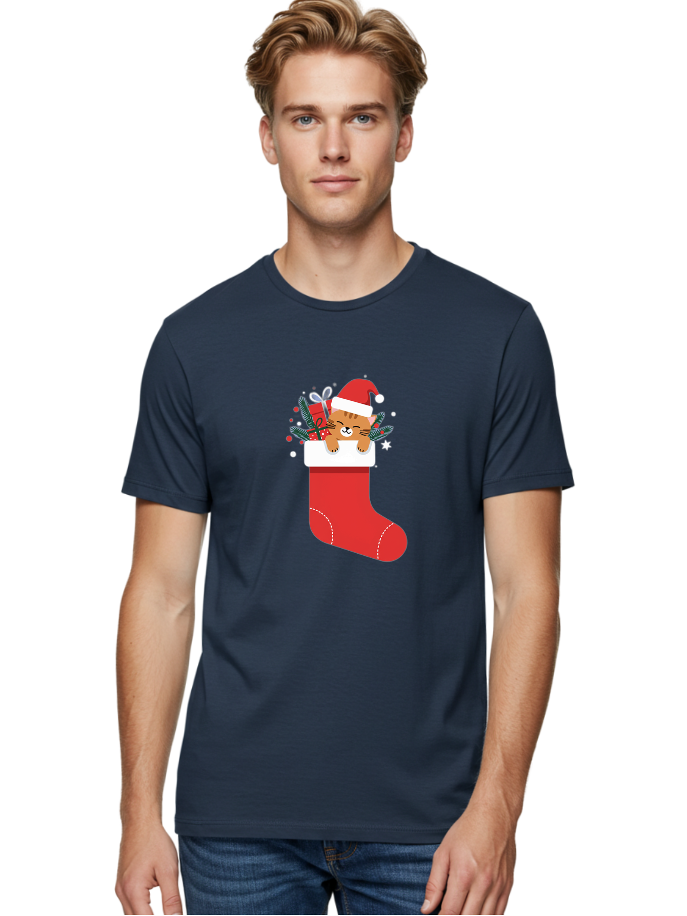 Cat-In-Christmas-Stocking Men'S Graphic Tee, 100% Cotton, Comfortable Casual Summer Wear, Machine Washable, Vintage Camera, Old Camera, Antique Camera, Black Camera, Classic Photography, Photography Equipment, Nostalgic Device, Film Camera, Bal979