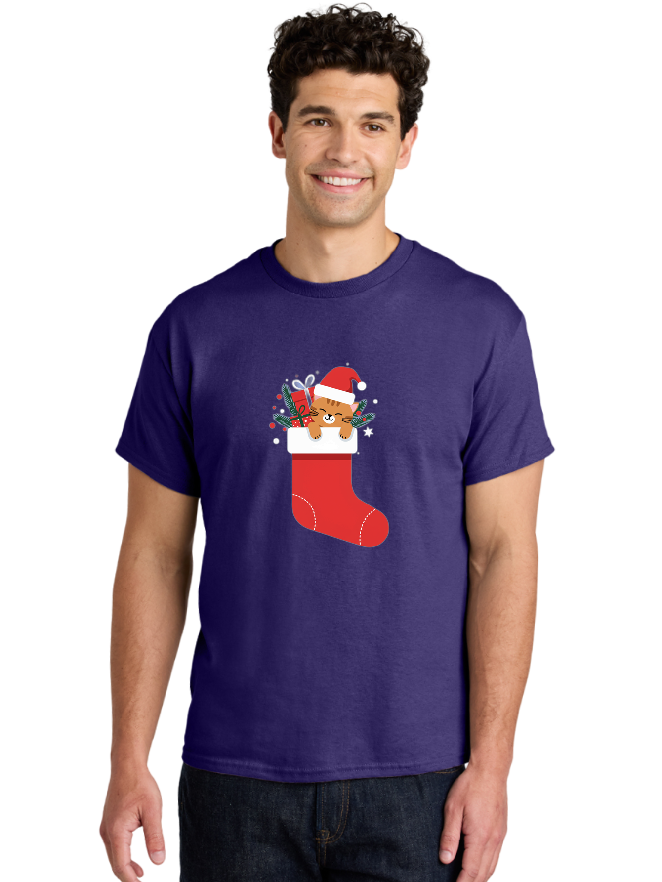Cat-In-Christmas-Stocking Men'S Graphic Tee, 100% Cotton, Comfortable Casual Summer Wear, Machine Washable, Vintage Camera, Old Camera, Antique Camera, Black Camera, Classic Photography, Photography Equipment, Nostalgic Device, Film Camera, Bal979