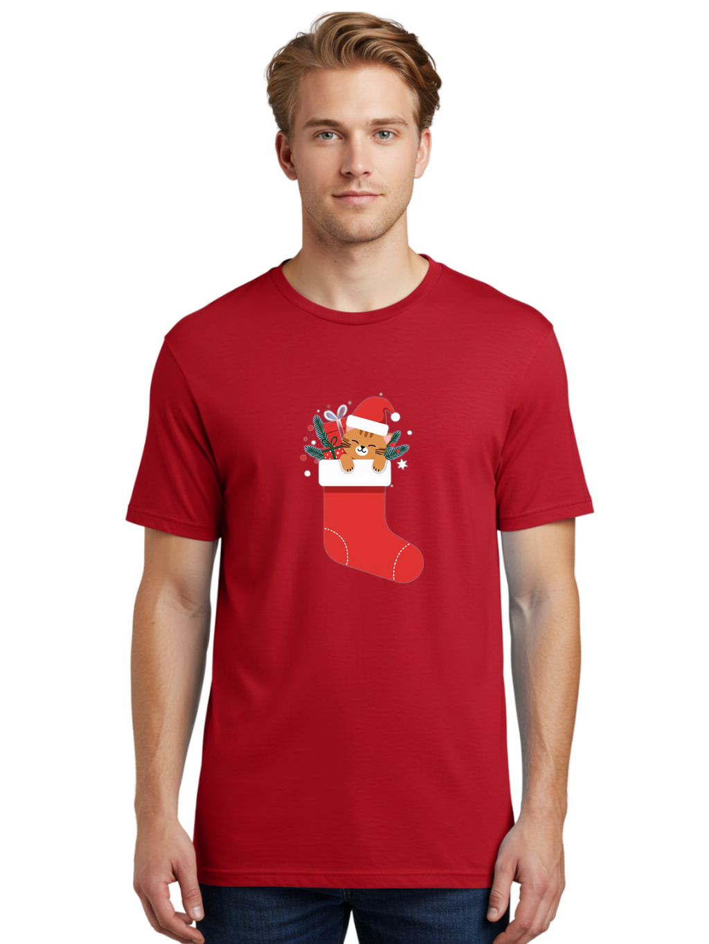 Cat-In-Christmas-Stocking Men'S Graphic Tee, 100% Cotton, Comfortable Casual Summer Wear, Machine Washable, Vintage Camera, Old Camera, Antique Camera, Black Camera, Classic Photography, Photography Equipment, Nostalgic Device, Film Camera, Bal979