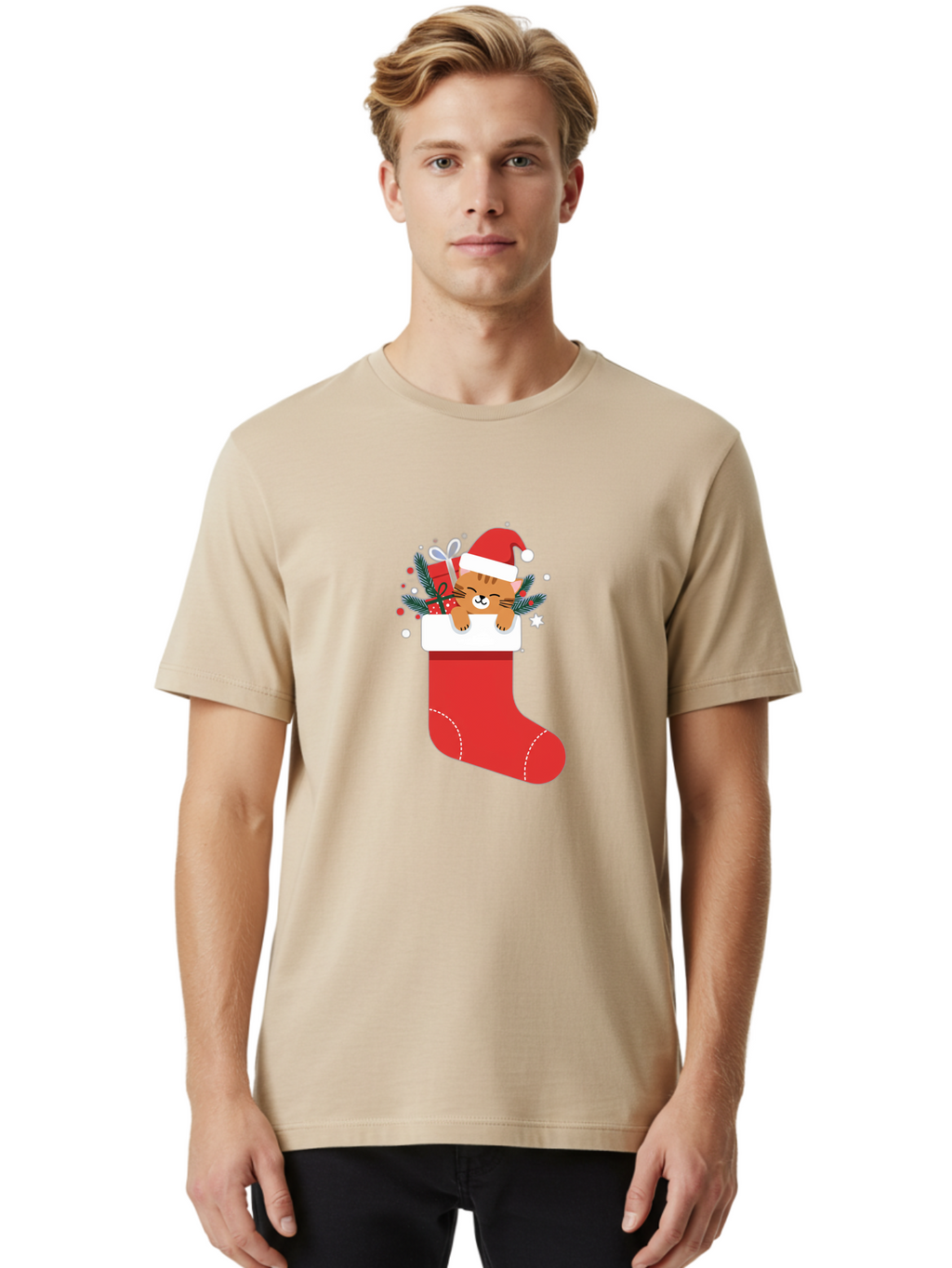 Cat-In-Christmas-Stocking Men'S Graphic Tee, 100% Cotton, Comfortable Casual Summer Wear, Machine Washable, Vintage Camera, Old Camera, Antique Camera, Black Camera, Classic Photography, Photography Equipment, Nostalgic Device, Film Camera, Bal979
