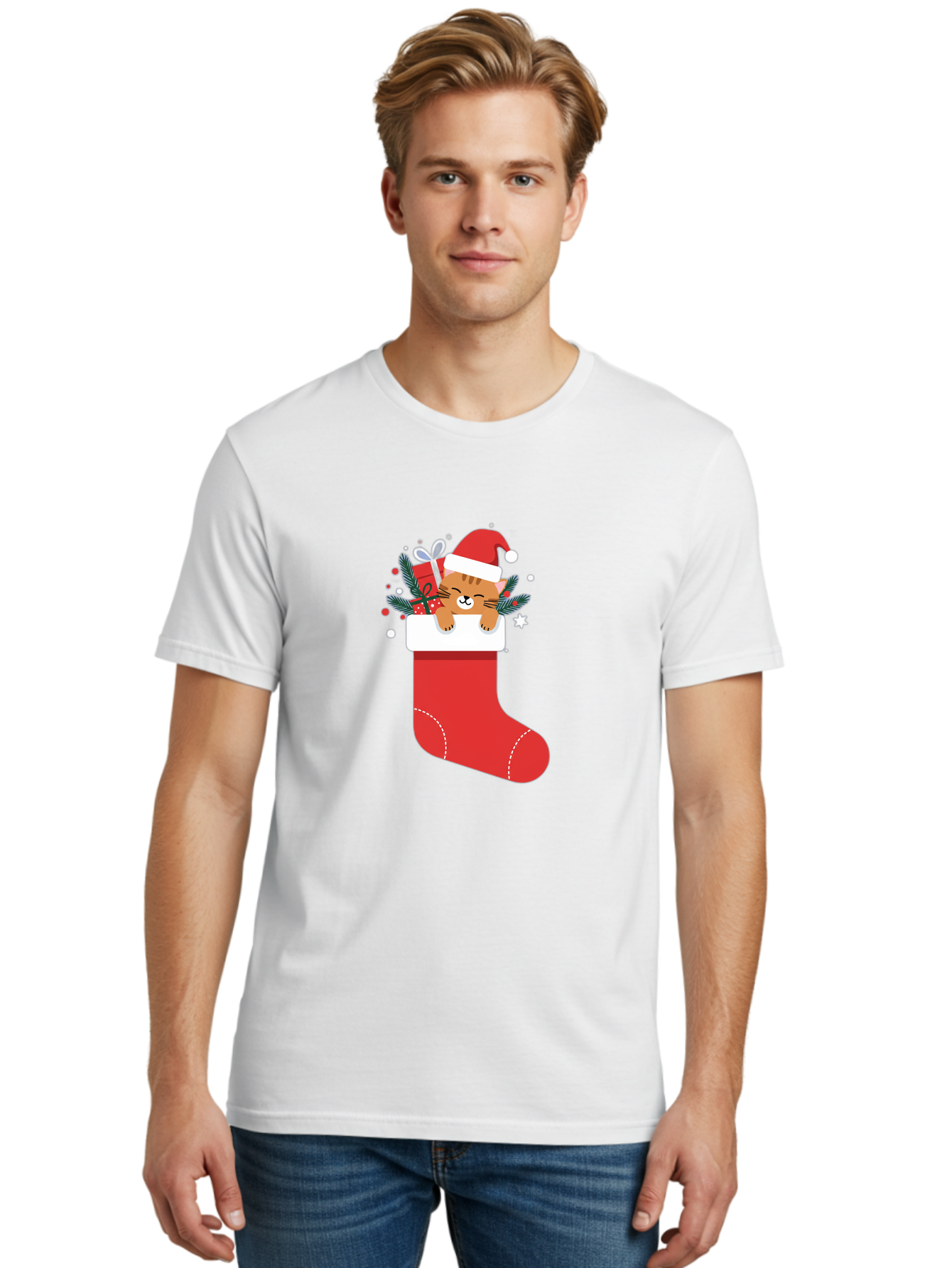 Cat-In-Christmas-Stocking Men'S Graphic Tee, 100% Cotton, Comfortable Casual Summer Wear, Machine Washable, Vintage Camera, Old Camera, Antique Camera, Black Camera, Classic Photography, Photography Equipment, Nostalgic Device, Film Camera, Bal979