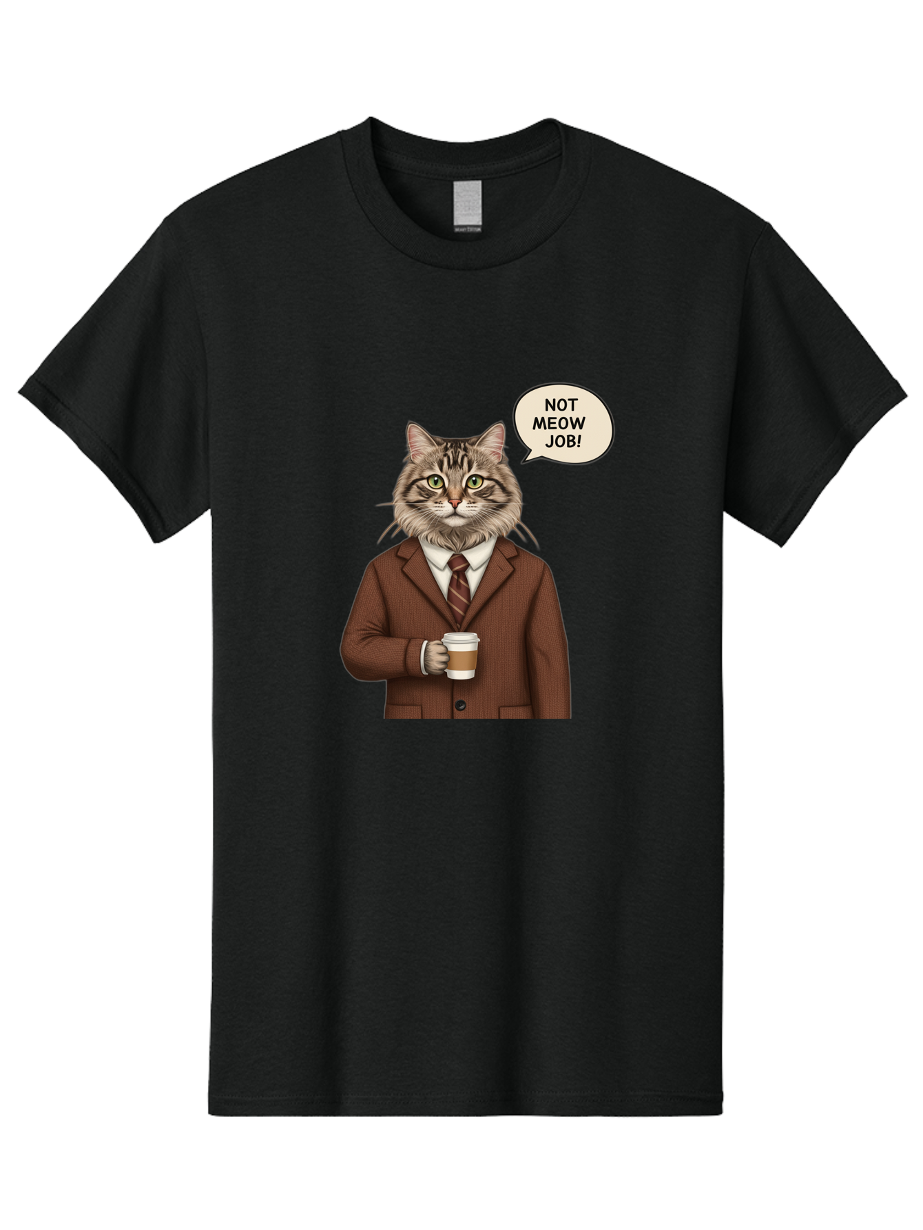 Cat-In-Suit-Not-Meow-Job Men'S Graphic Tee, 100% Cotton, Comfortable Casual Summer Wear, Machine Washable, Vintage Camera, Old Camera, Antique Camera, Black Camera, Classic Photography, Photography Equipment, Nostalgic Device, Film Camera, Bal981