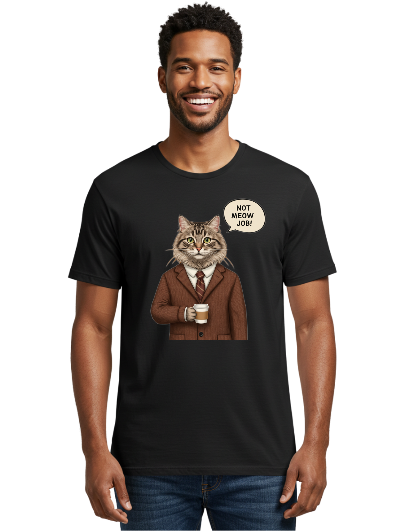 Cat-In-Suit-Not-Meow-Job Men'S Graphic Tee, 100% Cotton, Comfortable Casual Summer Wear, Machine Washable, Vintage Camera, Old Camera, Antique Camera, Black Camera, Classic Photography, Photography Equipment, Nostalgic Device, Film Camera, Bal981