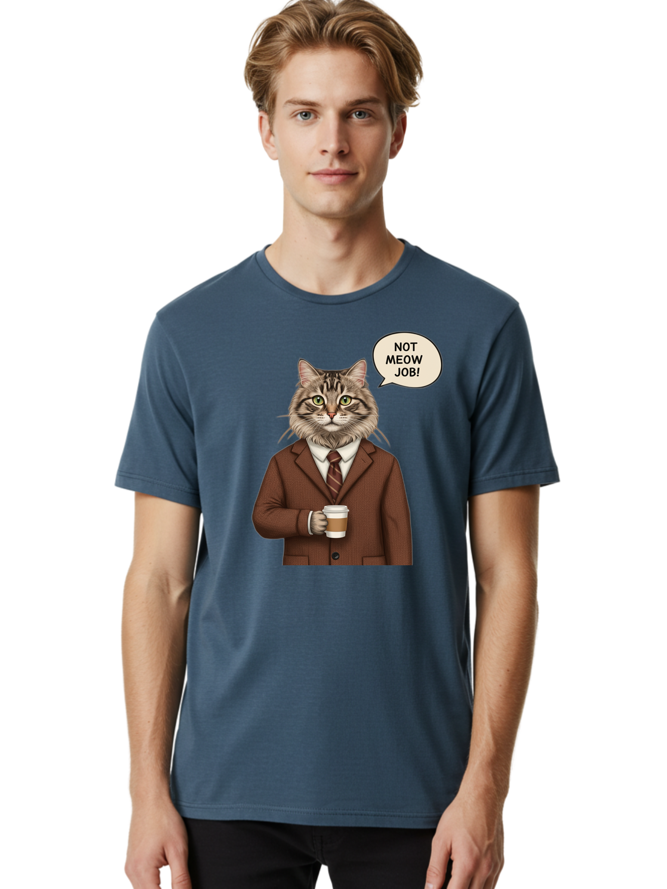 Cat-In-Suit-Not-Meow-Job Men'S Graphic Tee, 100% Cotton, Comfortable Casual Summer Wear, Machine Washable, Vintage Camera, Old Camera, Antique Camera, Black Camera, Classic Photography, Photography Equipment, Nostalgic Device, Film Camera, Bal981