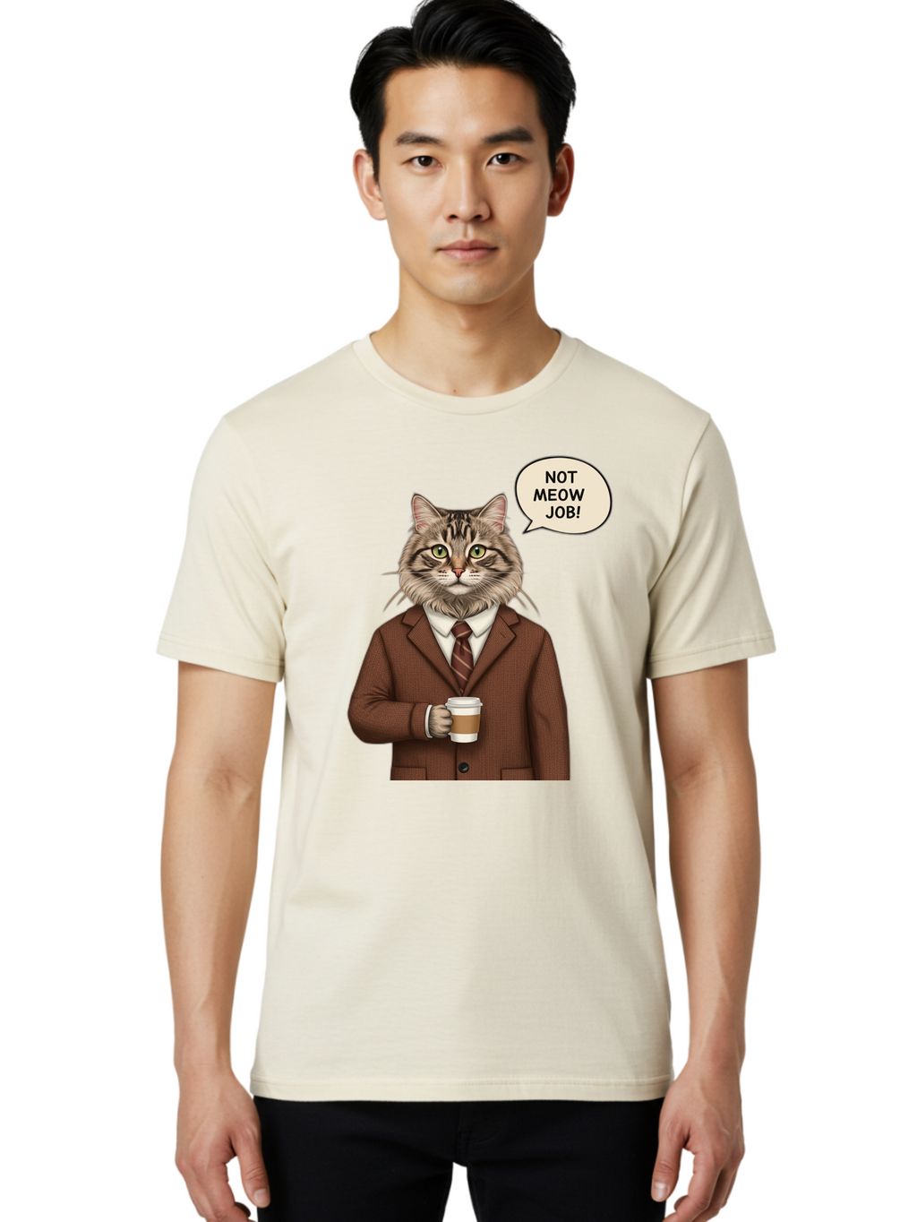 Cat-In-Suit-Not-Meow-Job Men'S Graphic Tee, 100% Cotton, Comfortable Casual Summer Wear, Machine Washable, Vintage Camera, Old Camera, Antique Camera, Black Camera, Classic Photography, Photography Equipment, Nostalgic Device, Film Camera, Bal981