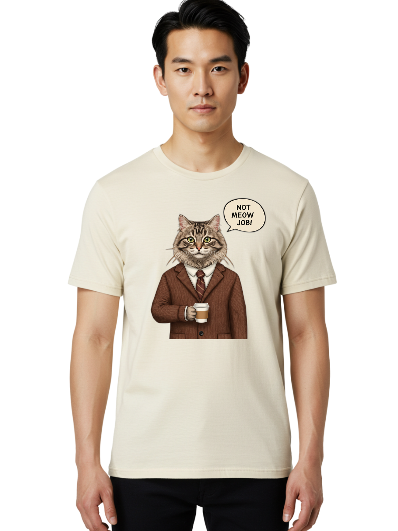 Cat-In-Suit-Not-Meow-Job Men'S Graphic Tee, 100% Cotton, Comfortable Casual Summer Wear, Machine Washable, Vintage Camera, Old Camera, Antique Camera, Black Camera, Classic Photography, Photography Equipment, Nostalgic Device, Film Camera, Bal981