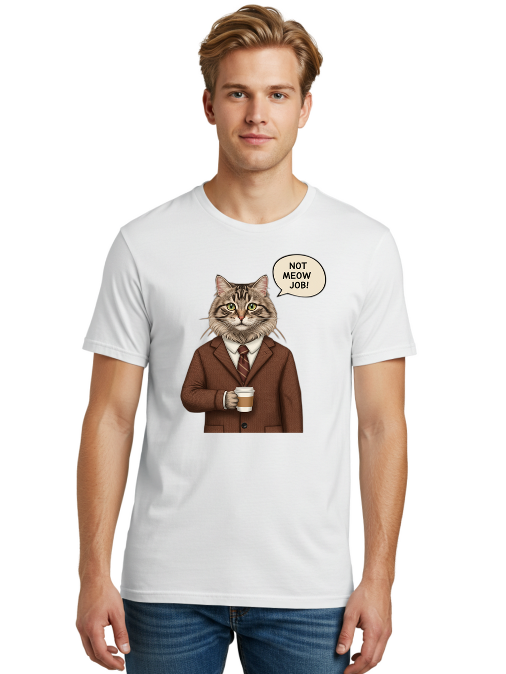 Cat-In-Suit-Not-Meow-Job Men'S Graphic Tee, 100% Cotton, Comfortable Casual Summer Wear, Machine Washable, Vintage Camera, Old Camera, Antique Camera, Black Camera, Classic Photography, Photography Equipment, Nostalgic Device, Film Camera, Bal981