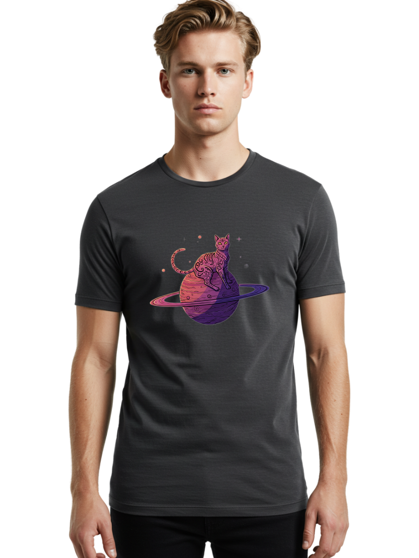 Cat-On-Planet-1 Men'S Graphic Tee, 100% Cotton, Comfortable Casual Summer Wear, Machine Washable, Vintage Camera, Old Camera, Antique Camera, Black Camera, Classic Photography, Photography Equipment, Nostalgic Device, Film Camera, Camera Art Bal983