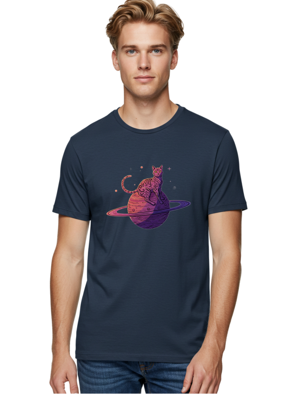 Cat-On-Planet-1 Men'S Graphic Tee, 100% Cotton, Comfortable Casual Summer Wear, Machine Washable, Vintage Camera, Old Camera, Antique Camera, Black Camera, Classic Photography, Photography Equipment, Nostalgic Device, Film Camera, Camera Art Bal983