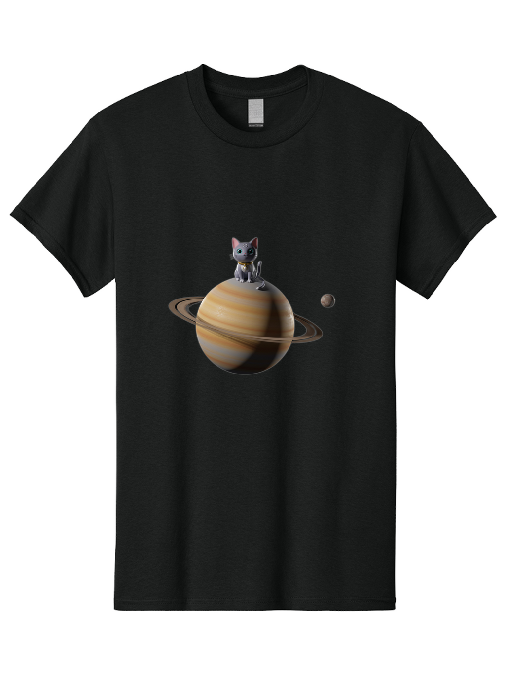 Cat-On-Saturn-1 Men'S Graphic Tee, 100% Cotton, Comfortable Casual Summer Wear, Machine Washable, Vintage Camera, Old Camera, Antique Camera, Black Camera, Classic Photography, Photography Equipment, Nostalgic Device, Film Camera, Camera Art Bal985