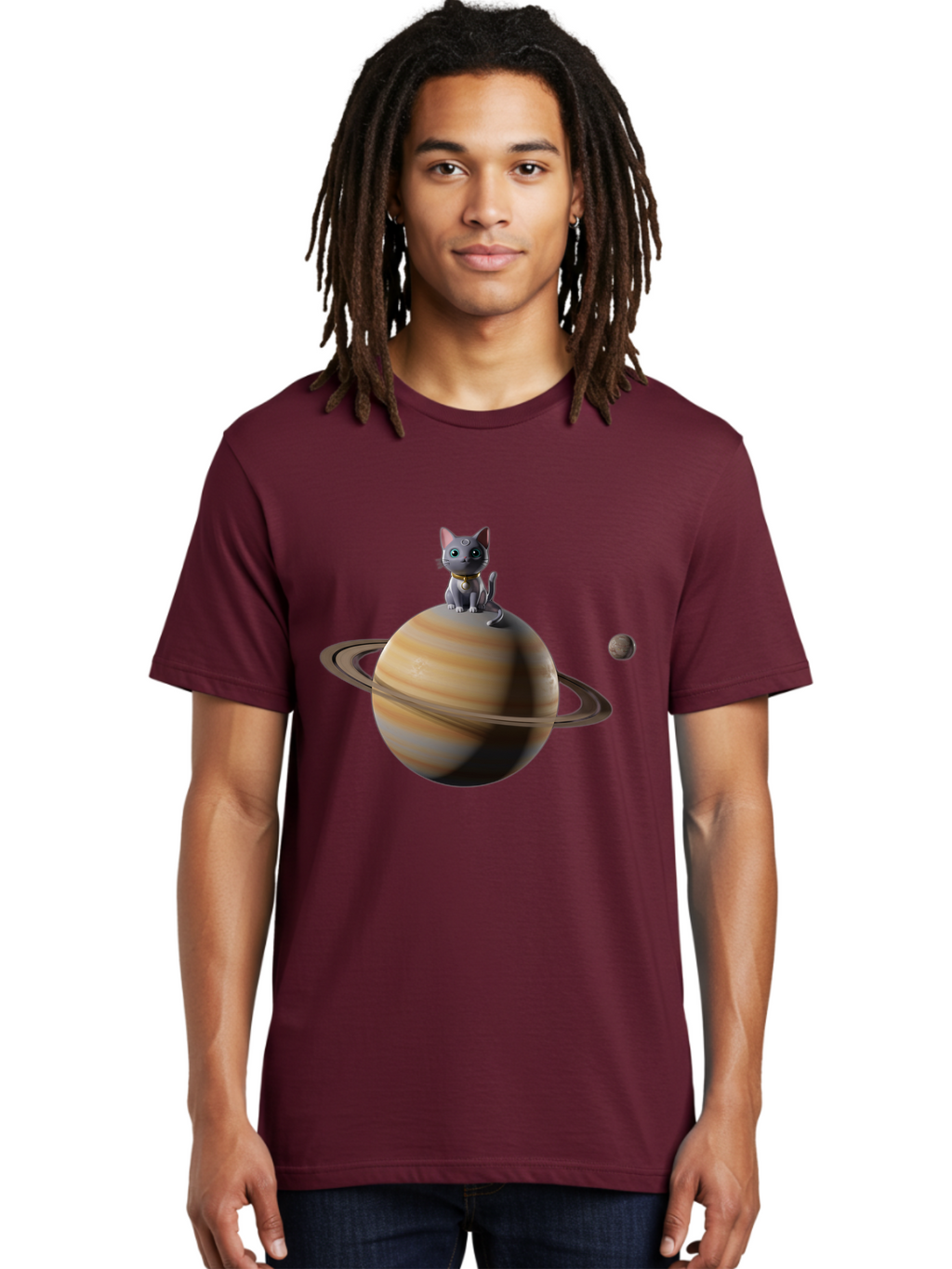 Cat-On-Saturn-1 Men'S Graphic Tee, 100% Cotton, Comfortable Casual Summer Wear, Machine Washable, Vintage Camera, Old Camera, Antique Camera, Black Camera, Classic Photography, Photography Equipment, Nostalgic Device, Film Camera, Camera Art Bal985