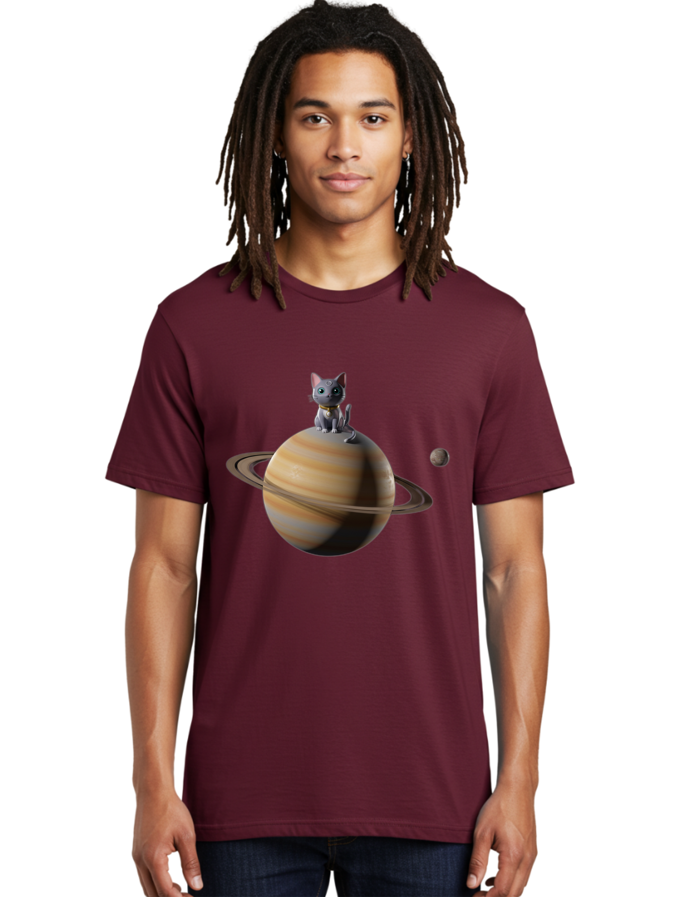 Cat-On-Saturn-1 Men'S Graphic Tee, 100% Cotton, Comfortable Casual Summer Wear, Machine Washable, Vintage Camera, Old Camera, Antique Camera, Black Camera, Classic Photography, Photography Equipment, Nostalgic Device, Film Camera, Camera Art Bal985